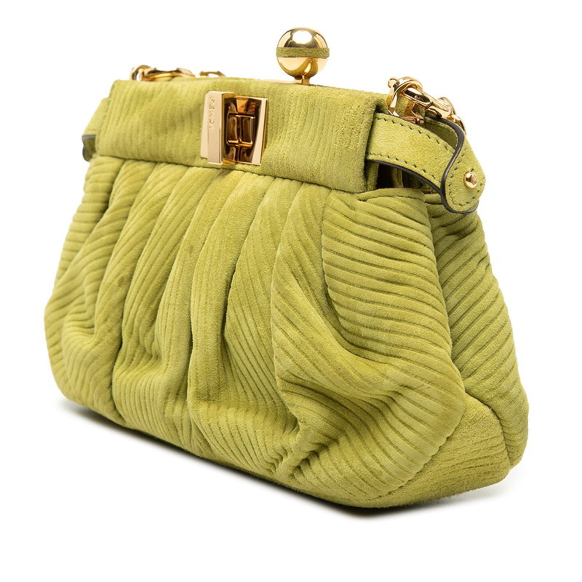 Fendi Green Suede Shoulder Bag (Pre-Owned)