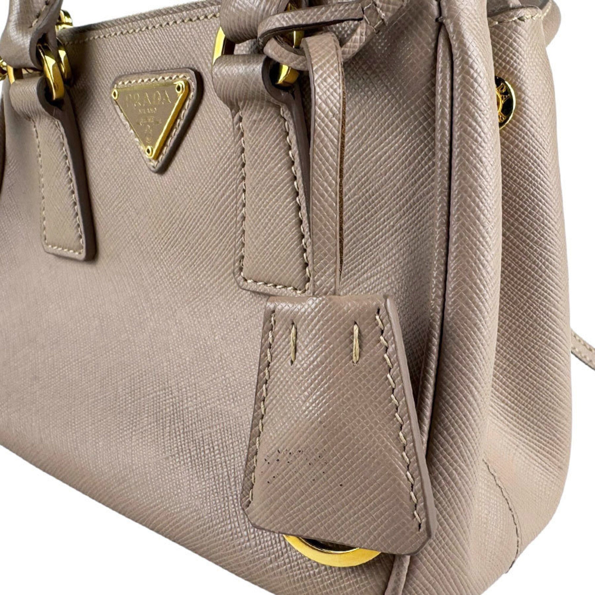 Prada Grayish Leather Handbag Shoulder Bag (Pre-Owned)