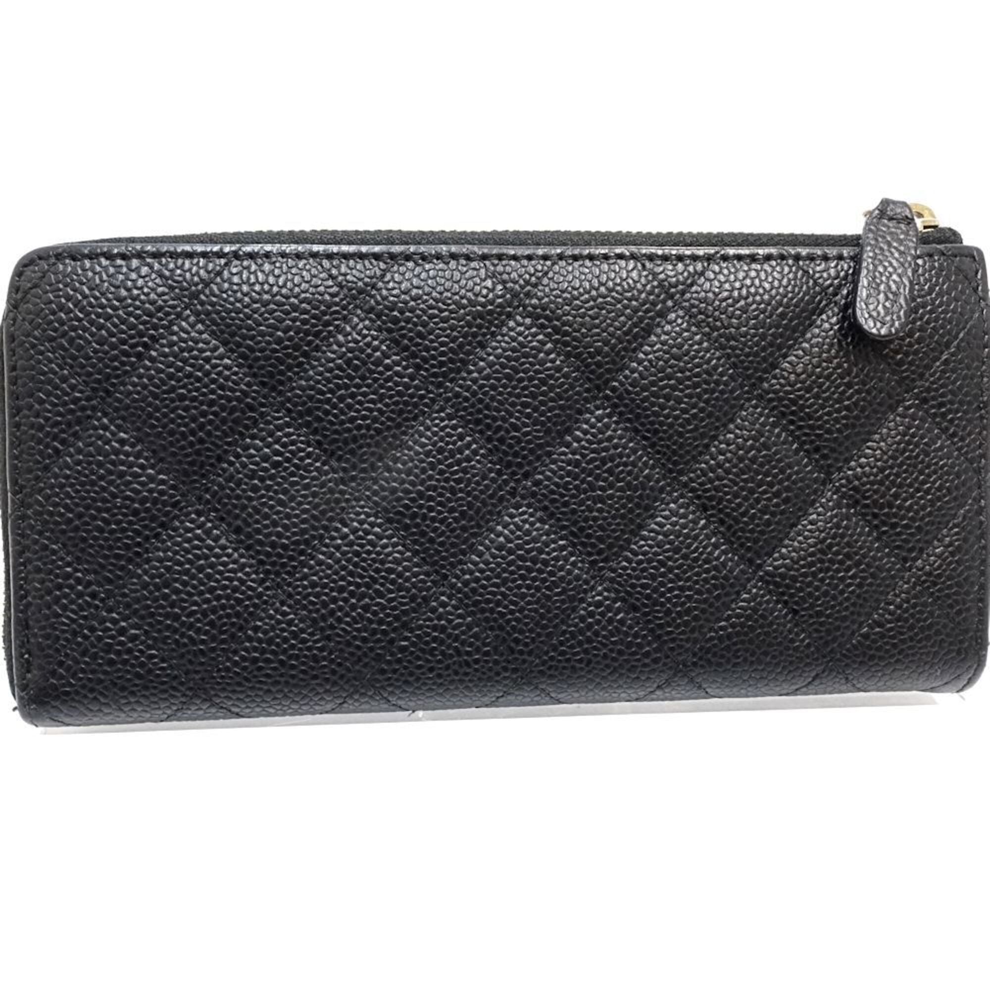 Chanel Matelasse Black Grained Calfskin Long Wallet (Bi-Fold) (Pre-Owned)