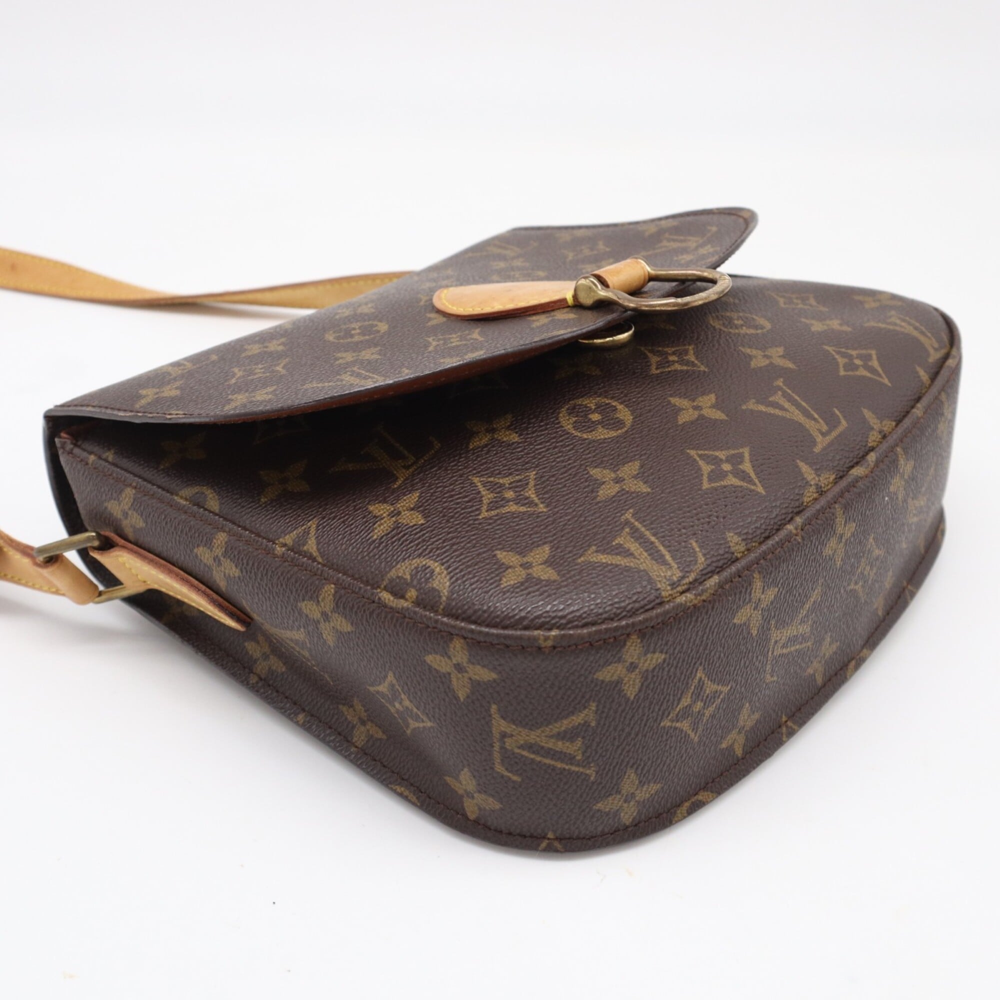 Louis Vuitton Monogram Beige Brown Coated Canvas Leather Shoulder Bag (Pre-Owned)