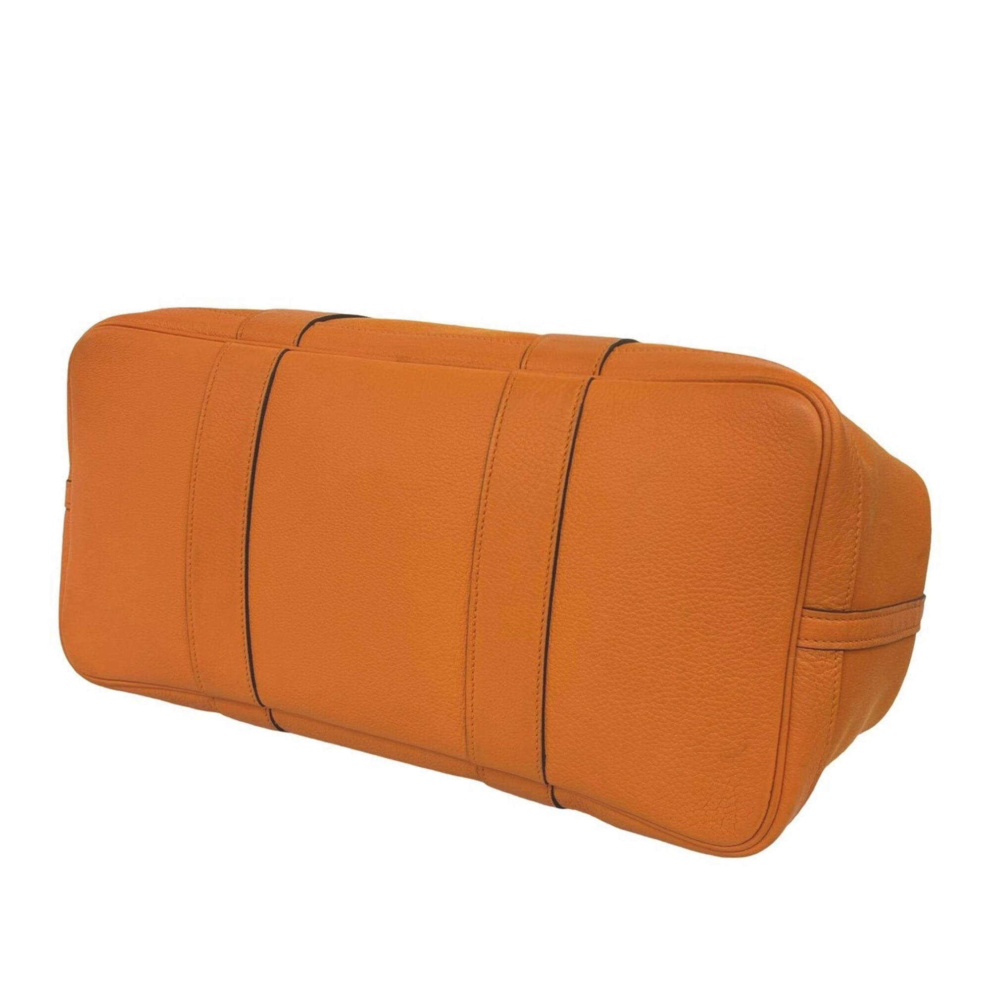 Hermes Orange Toile Officier Buffalo Leather Handbag Tote Bag (Pre-Owned)