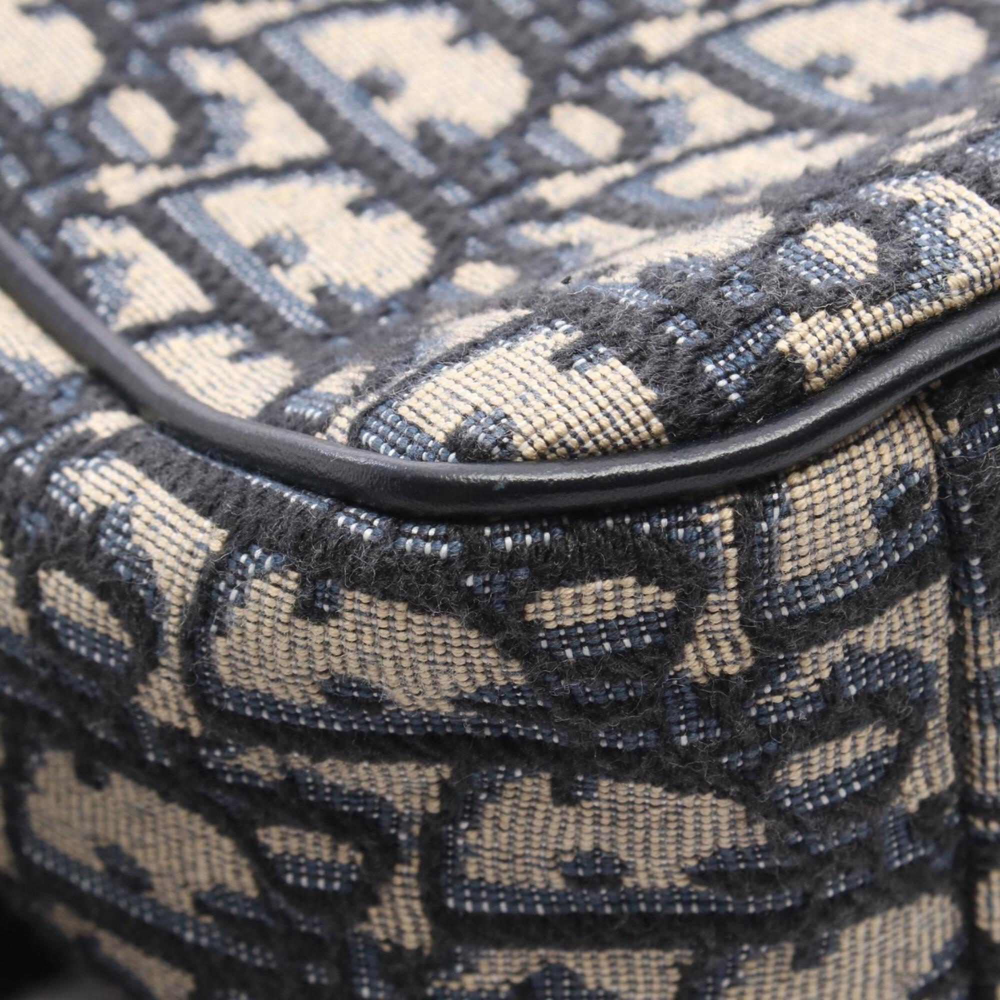 Christian Dior Beige Black Navy Canvas Handbag Messenger Bag Shoulder Bag (Pre-Owned)