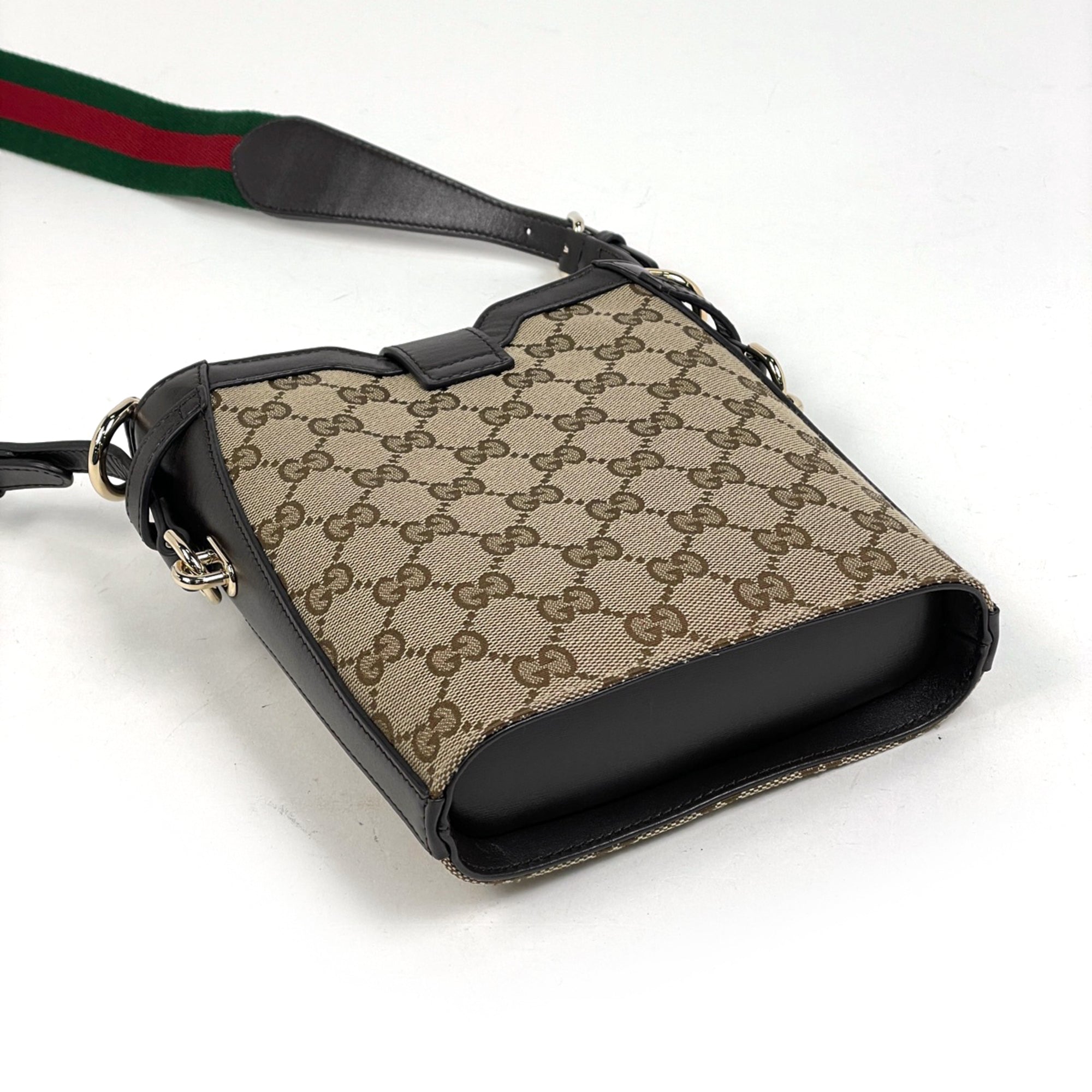 Gucci Beige Brown Gg Canvas Leather Shoulder Bag (Pre-Owned)