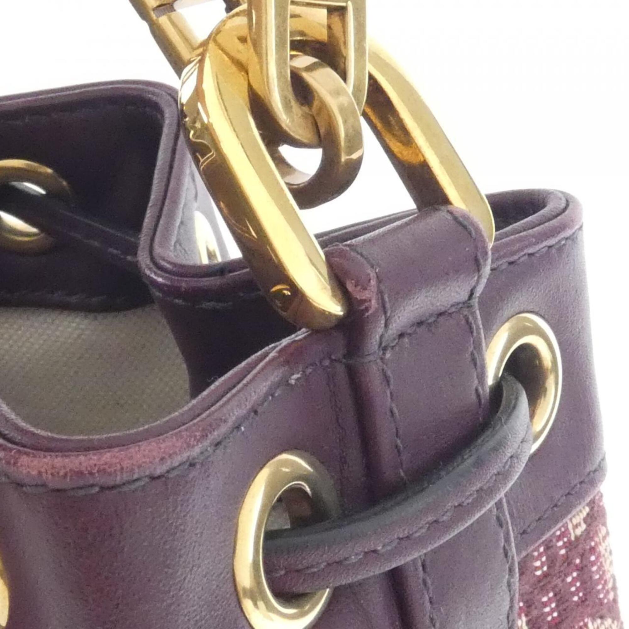 Christian Dior Burgundy Canvas Shoulder Bag (Pre-Owned)