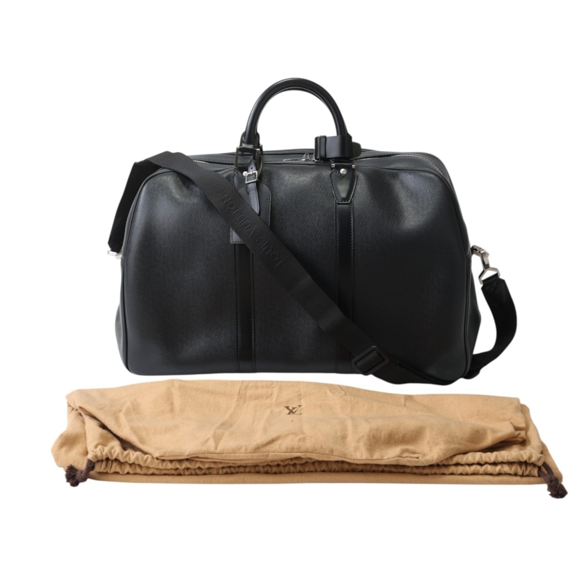 Louis Vuitton Black Taiga Leather Boston Bag Shoulder Bag (Pre-Owned)