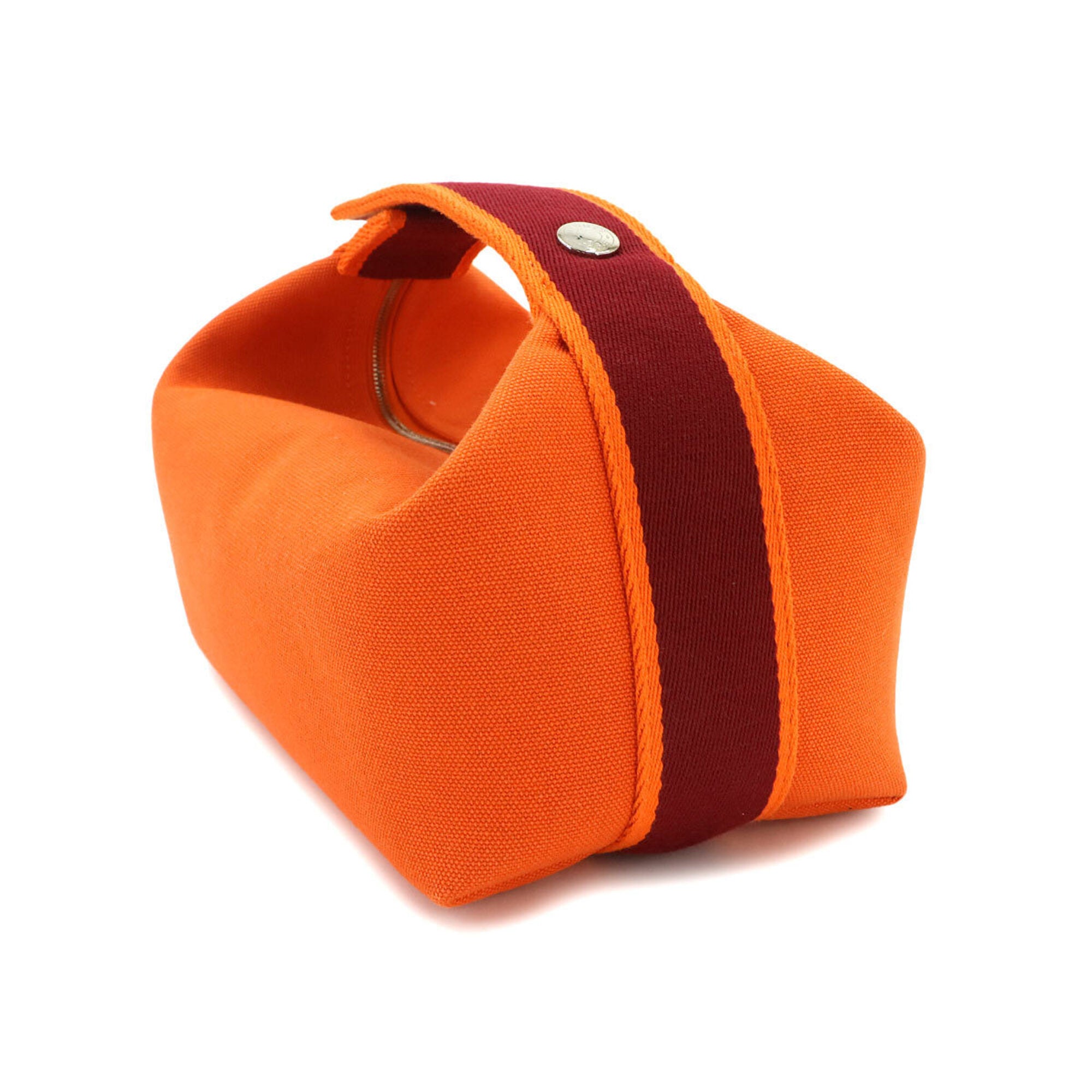 Hermes Feu Orange Rouge H Toile H Handbag Pouch (Pre-Owned)