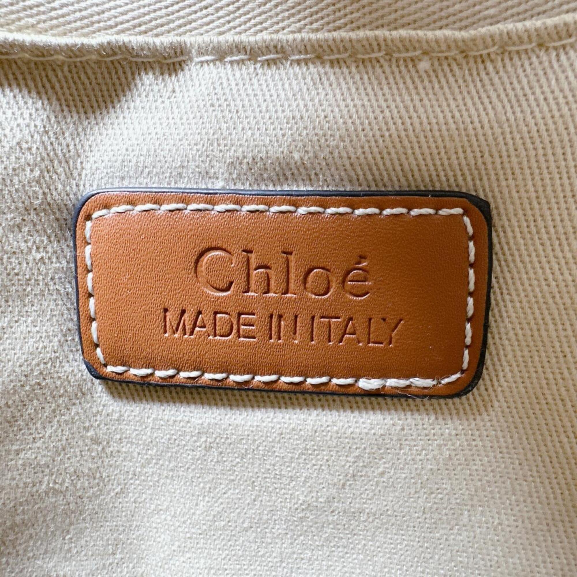 Chloé Beige Canvas Leather Handbag Tote Bag (Pre-Owned)