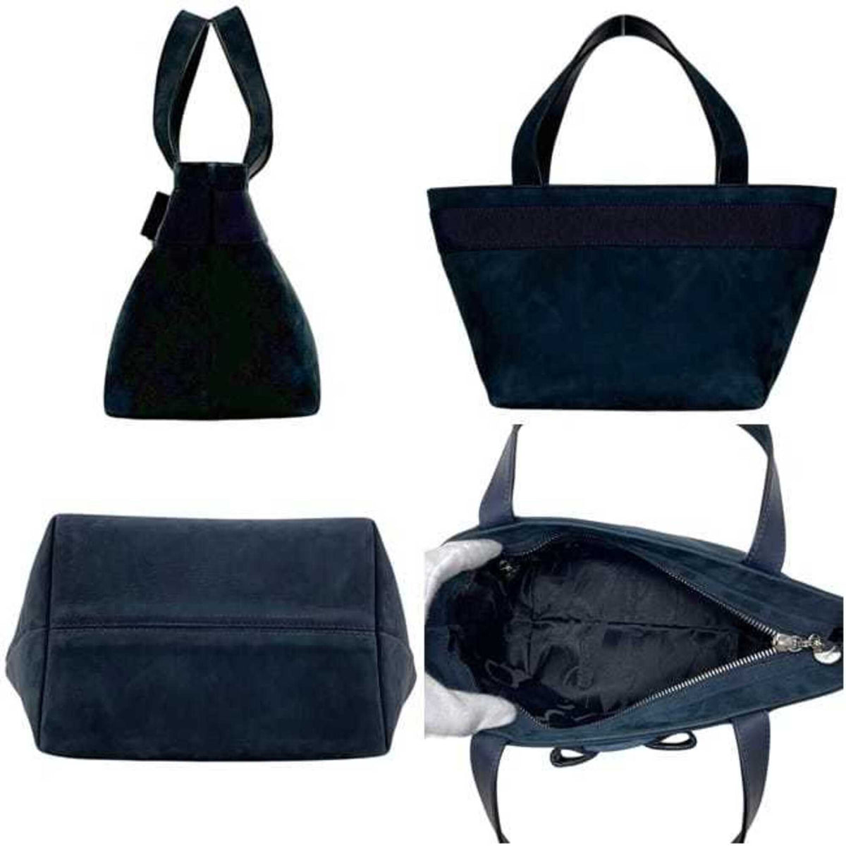 Salvatore Ferragamo Navy Suede Leather Handbag (Pre-Owned)