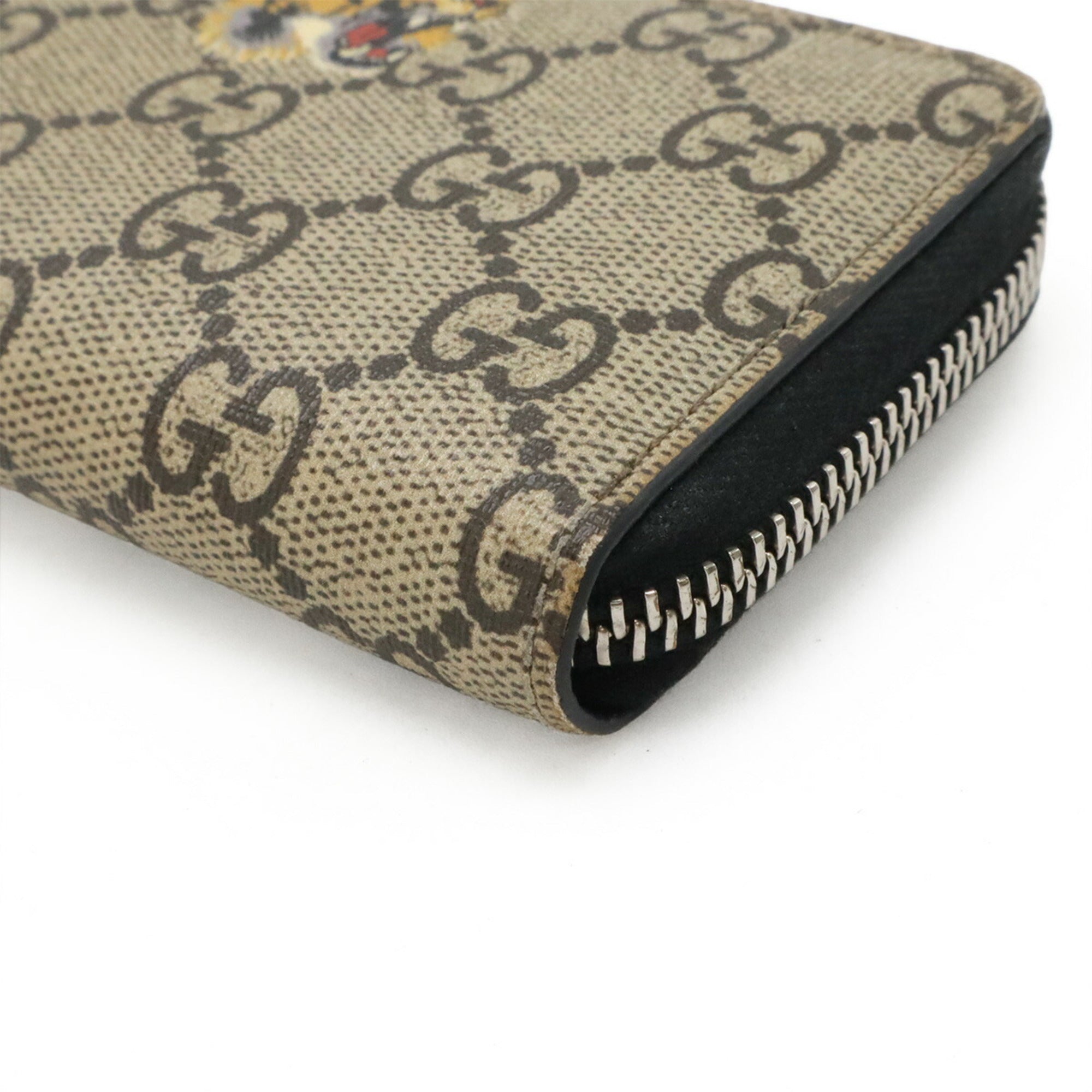 Gucci Beige Black Gg Supreme Canvas Leather Coin Purse/Coin Case (Pre-Owned)
