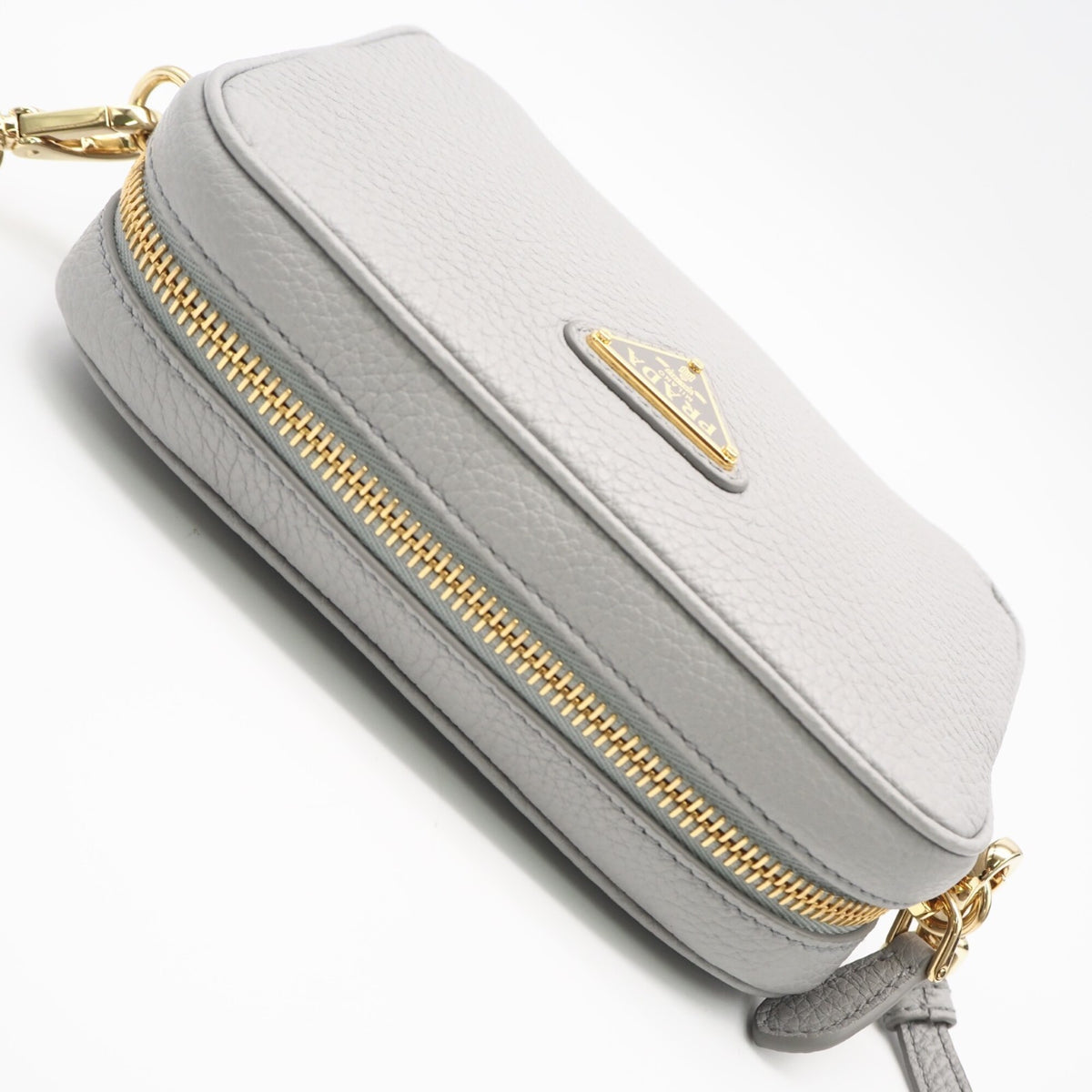 Prada Gray Leather Shoulder Bag (Pre-Owned)