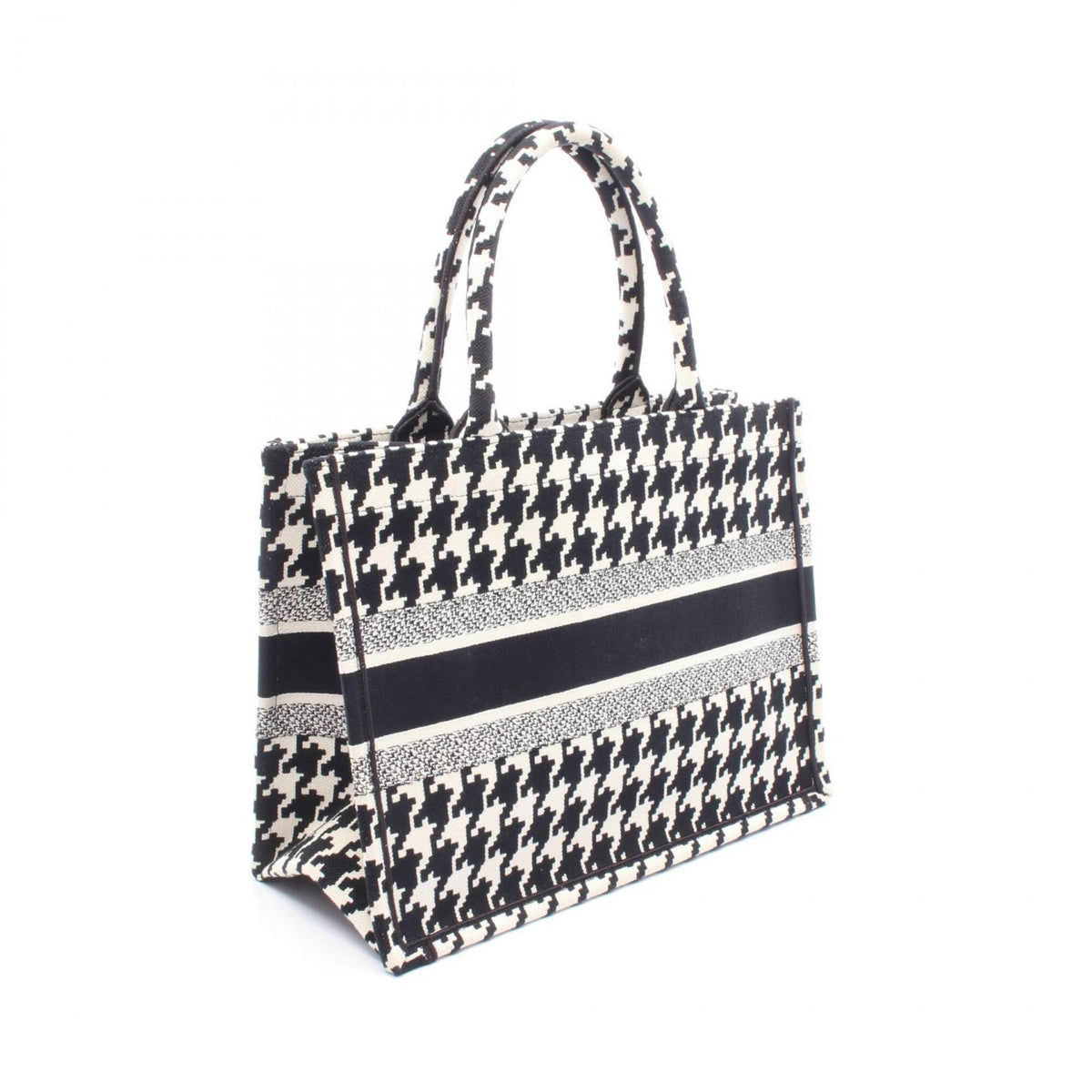 Christian Dior Black White Canvas Handbag Tote Bag (Pre-Owned)