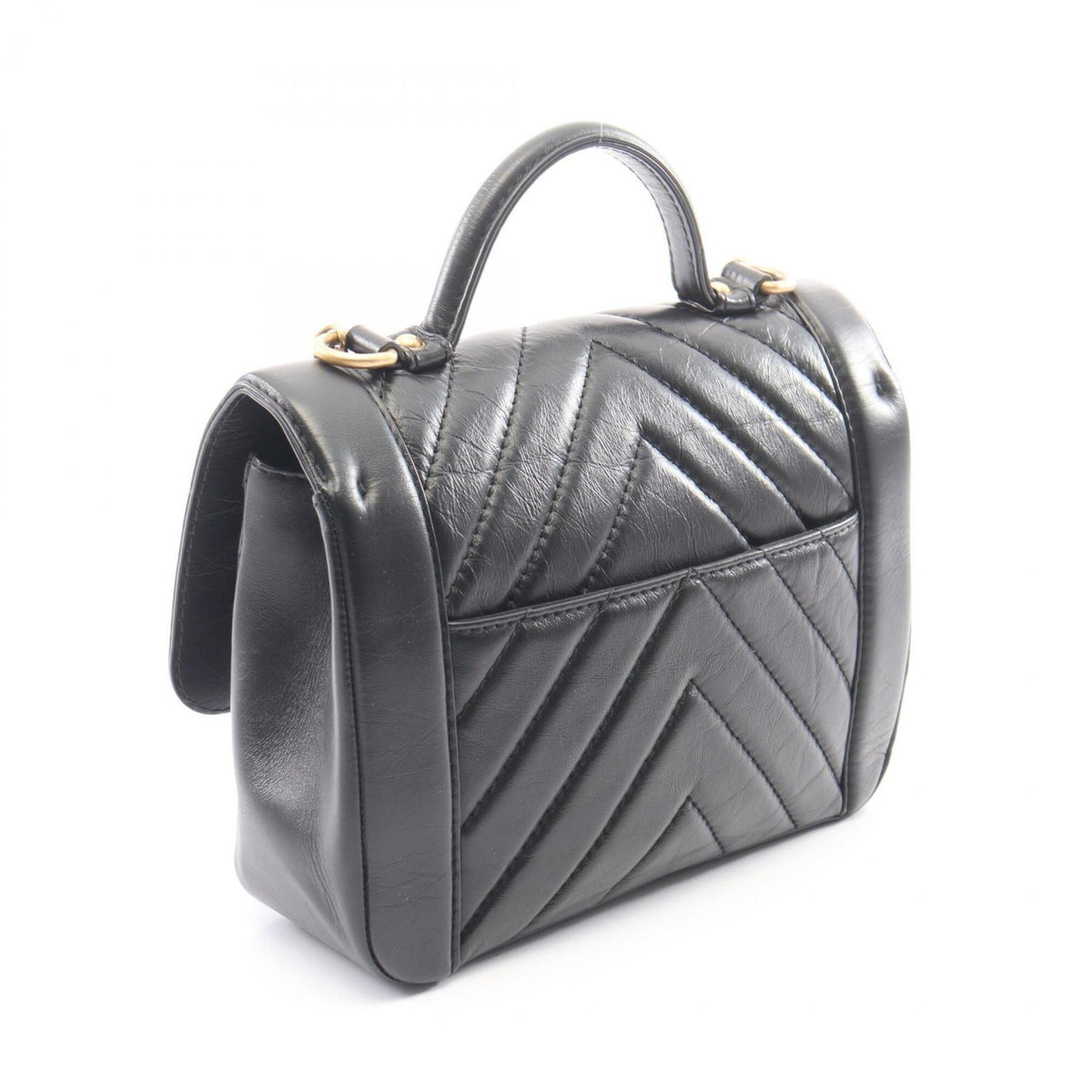 Chanel Black Leather Handbag Shoulder Bag (Pre-Owned)