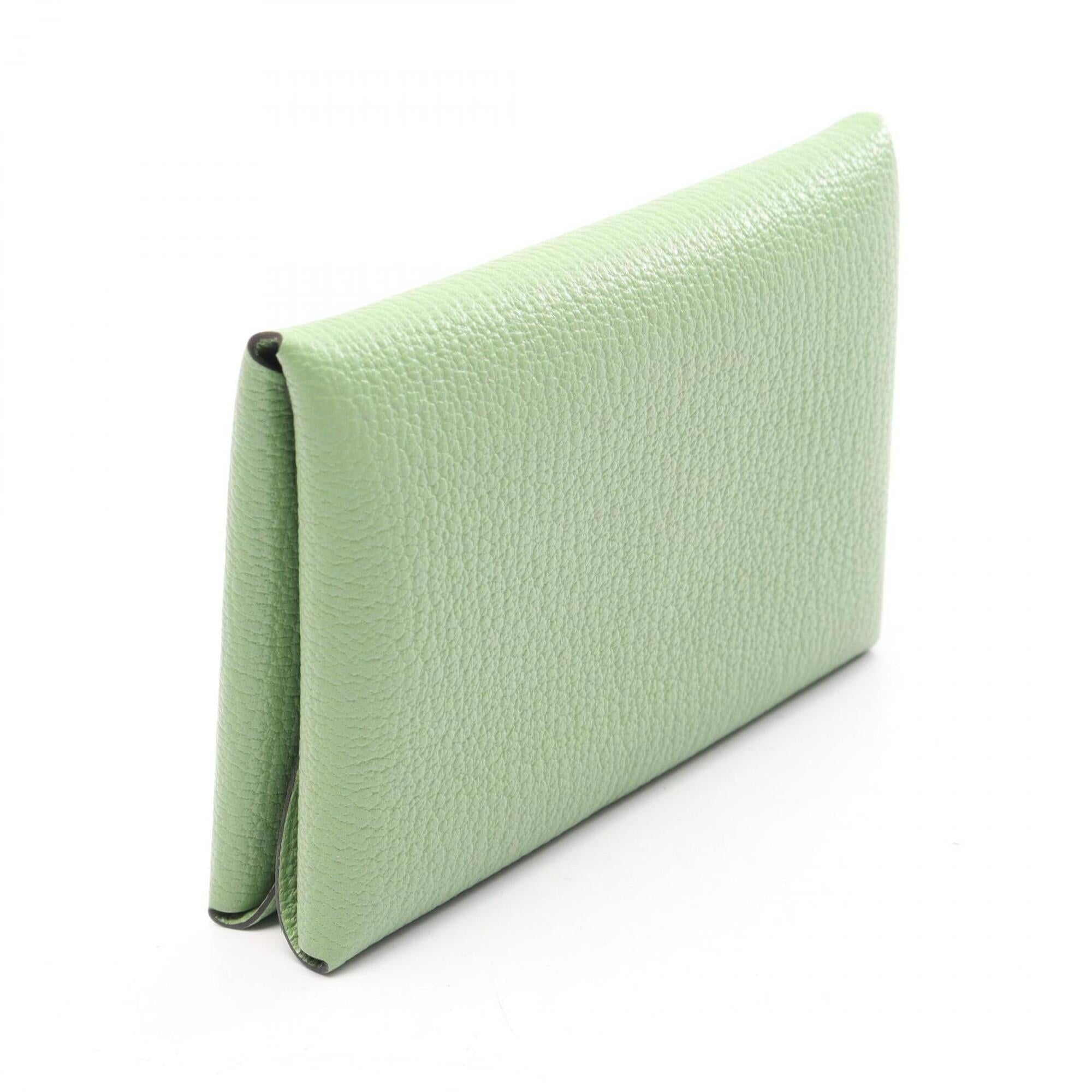 Hermes Green Chevre Leather Coin Purse/Coin Case (Pre-Owned)