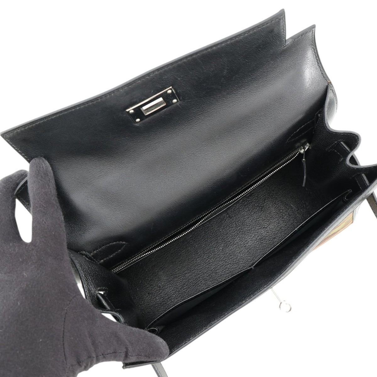 Hermes Black Green Orange Gulliver Leather Leather Handbag (Pre-Owned)