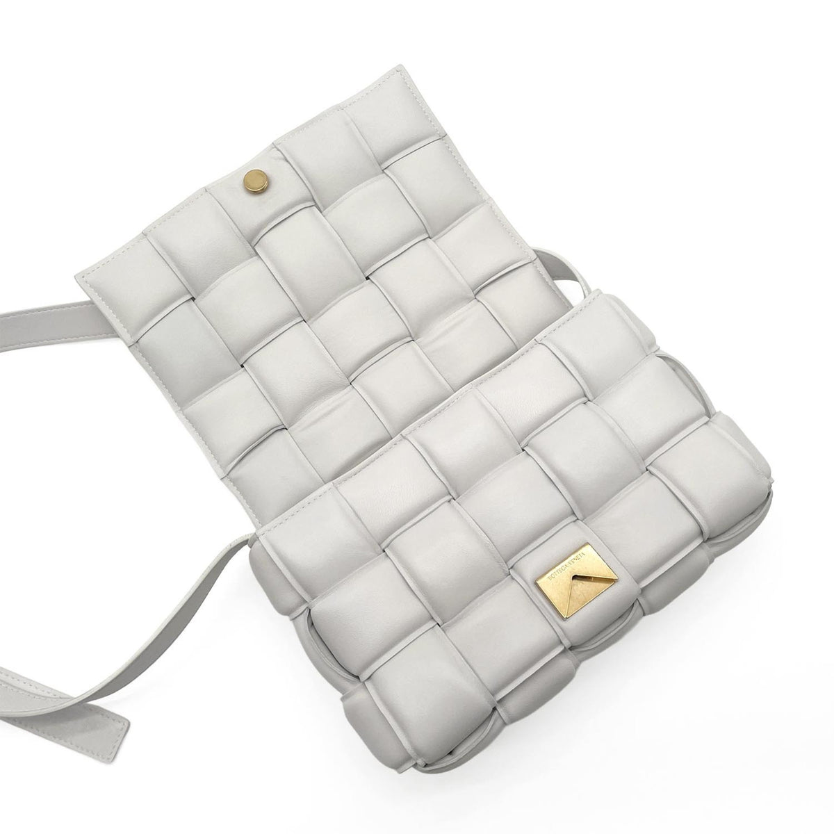 Bottega Veneta Gold White Leather Shoulder Bag (Pre-Owned)