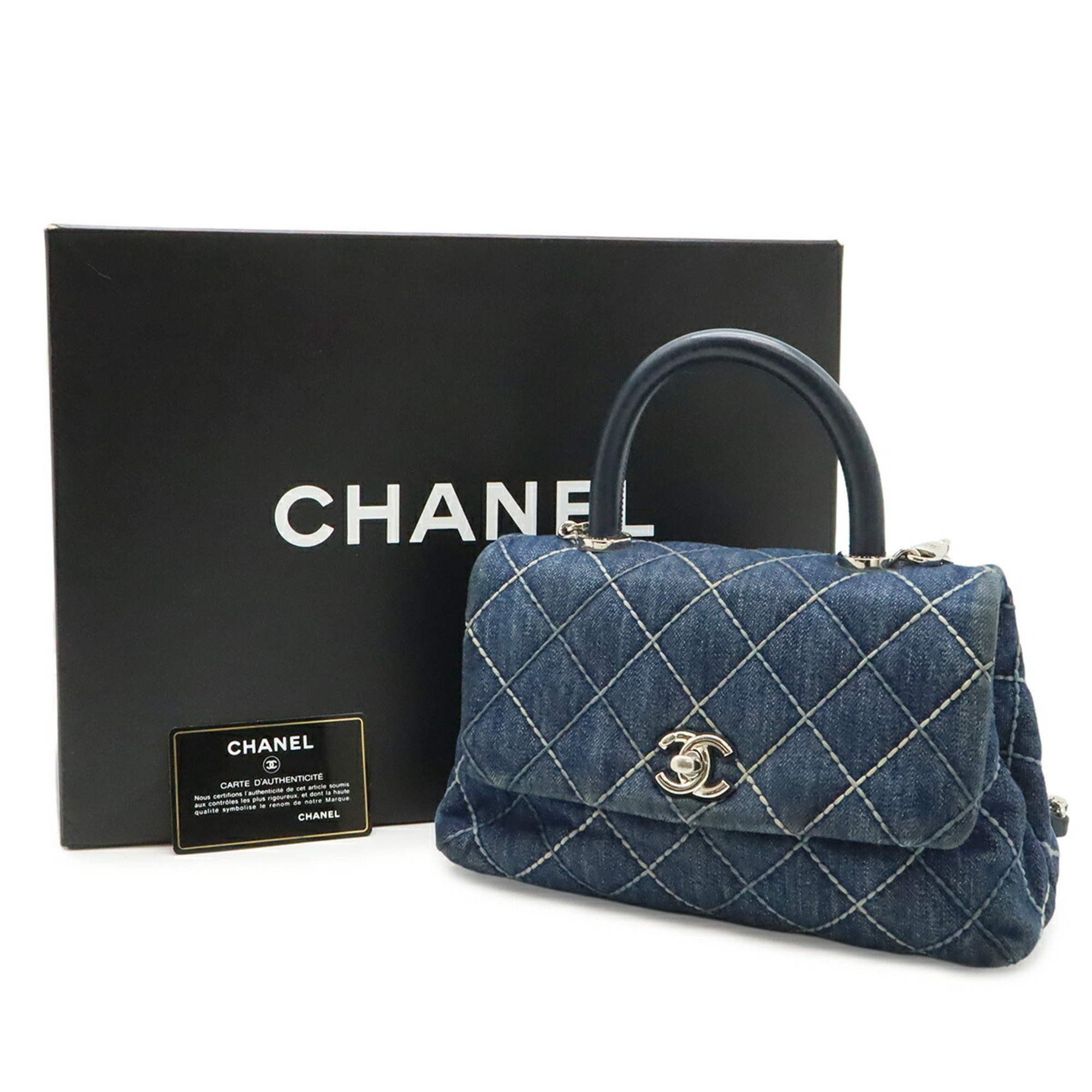 Chanel Wild Stitch Blue Denim Leather Handbag (Pre-Owned)