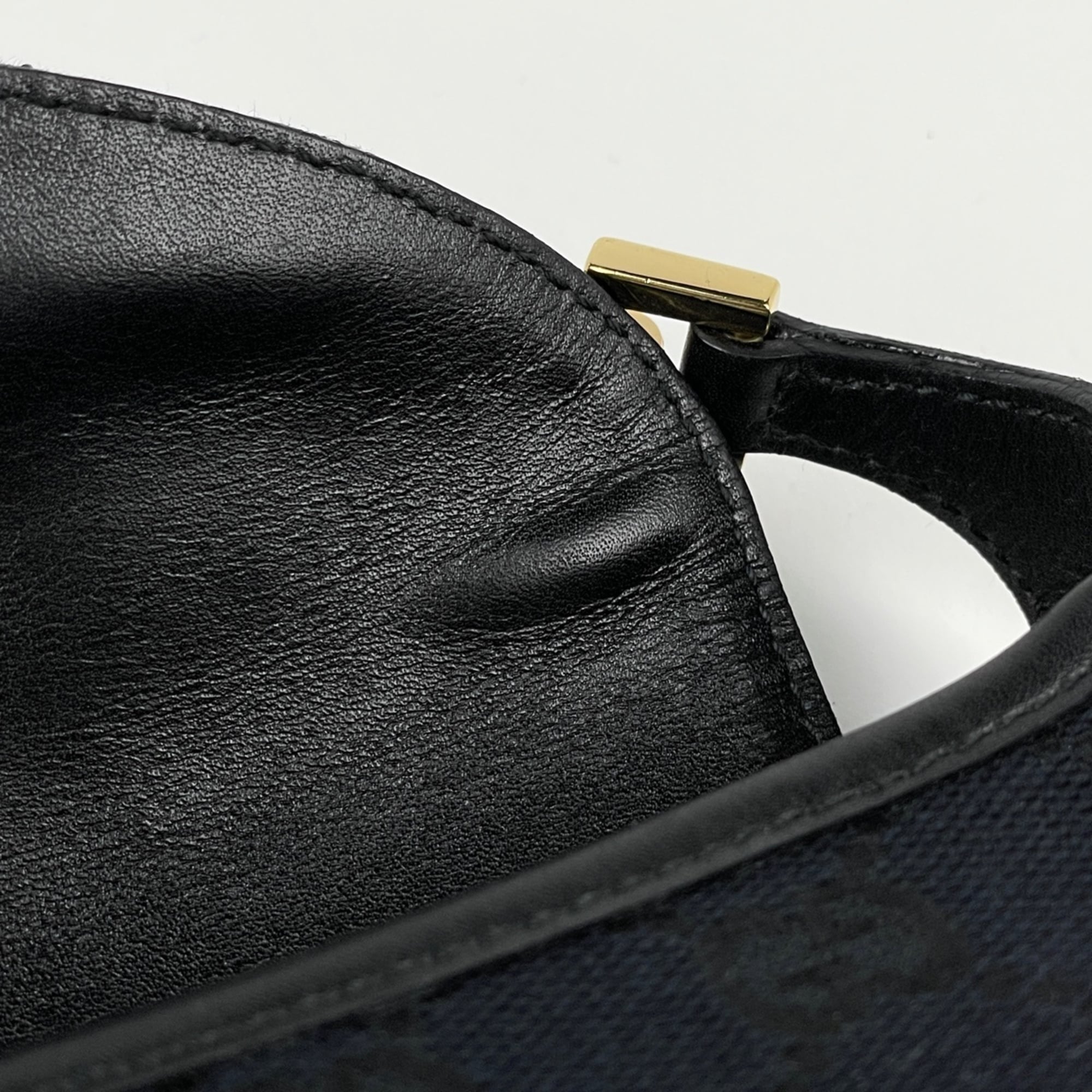 Gucci Black Gg Canvas Leather Shoulder Bag (Pre-Owned)