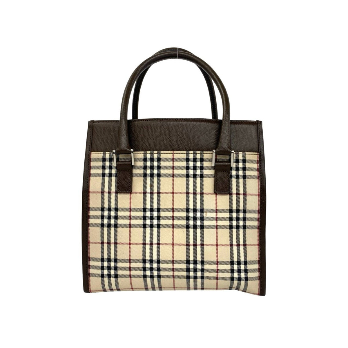 Burberry Beige Brown Canvas Leather Handbag Tote Bag (Pre-Owned)