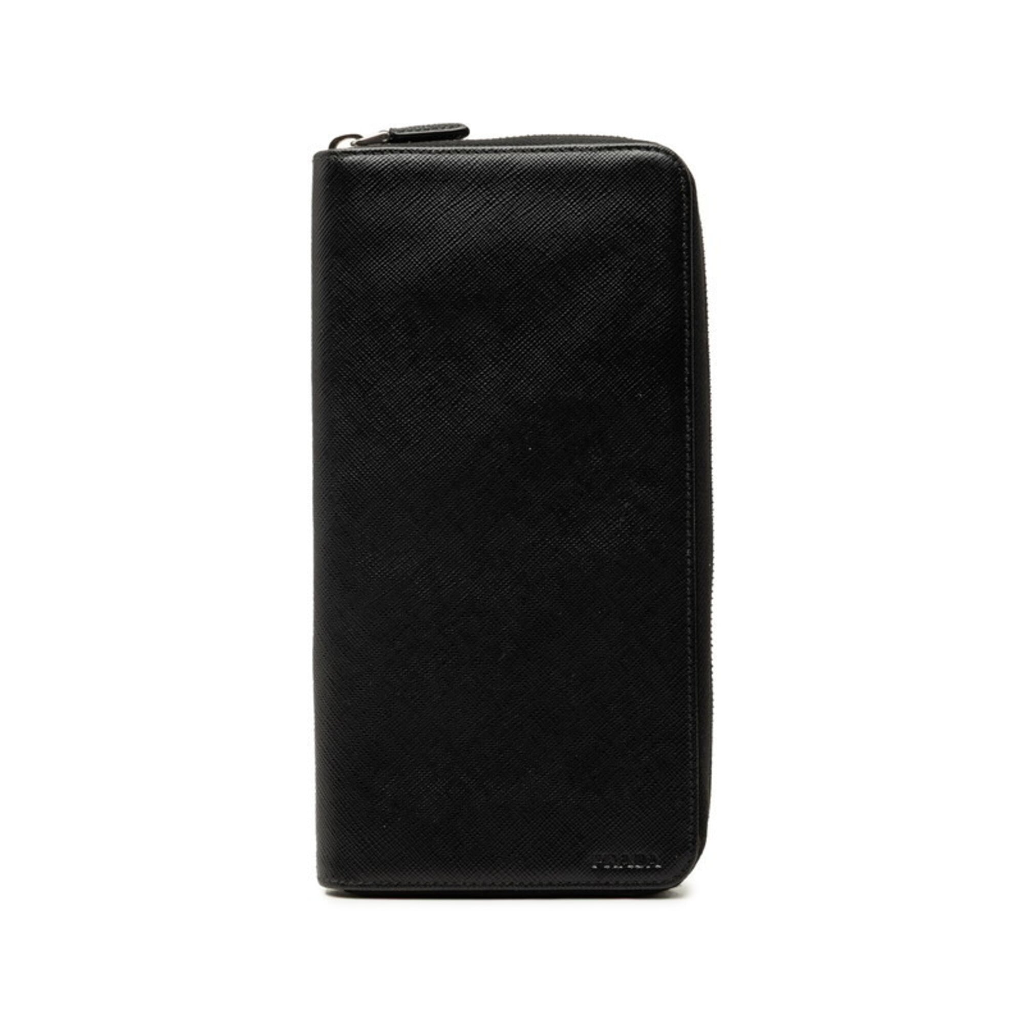 Prada Black Leather Long Wallet (Bi-Fold) (Pre-Owned)