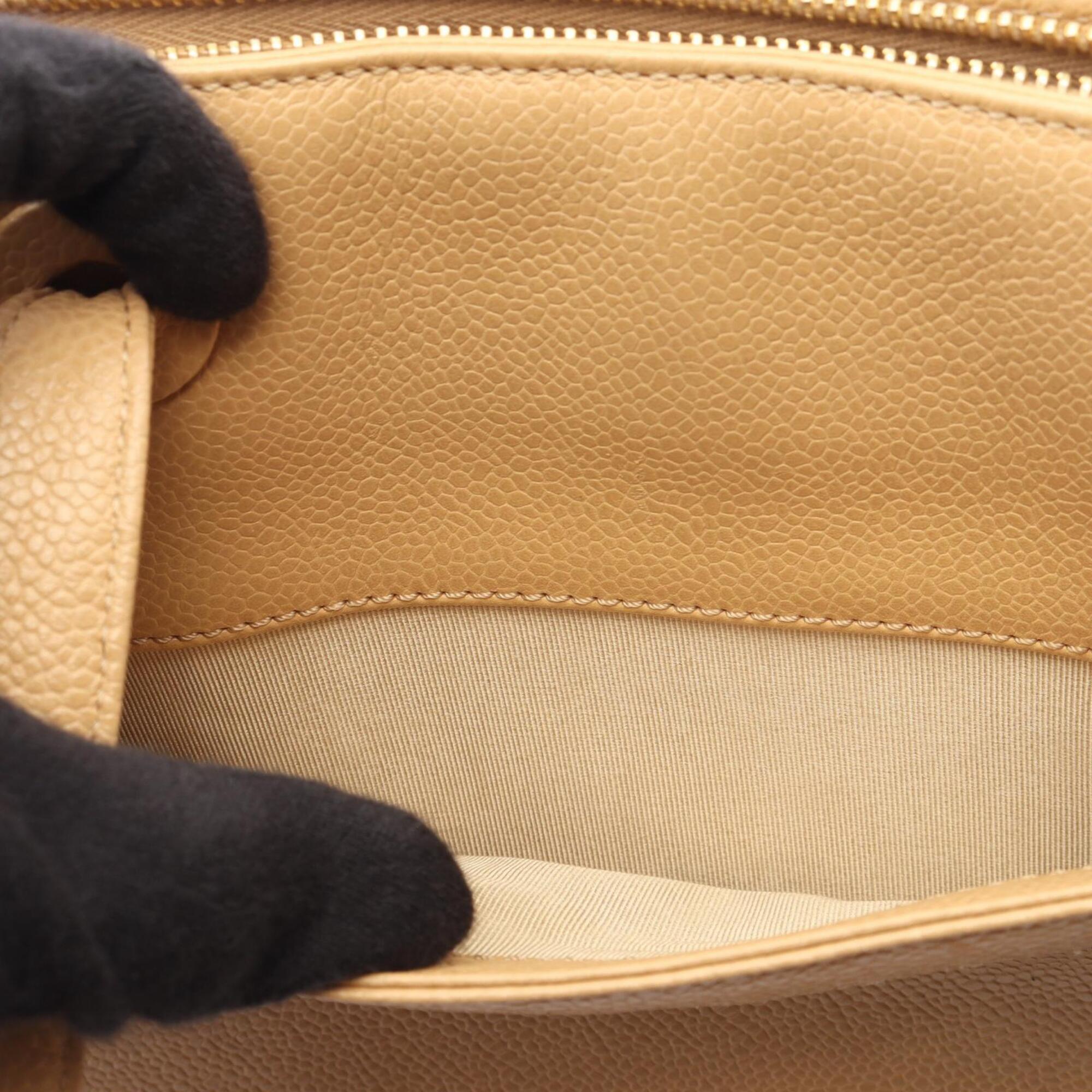 Chanel Beige Grained Calfskin Handbag (Pre-Owned)
