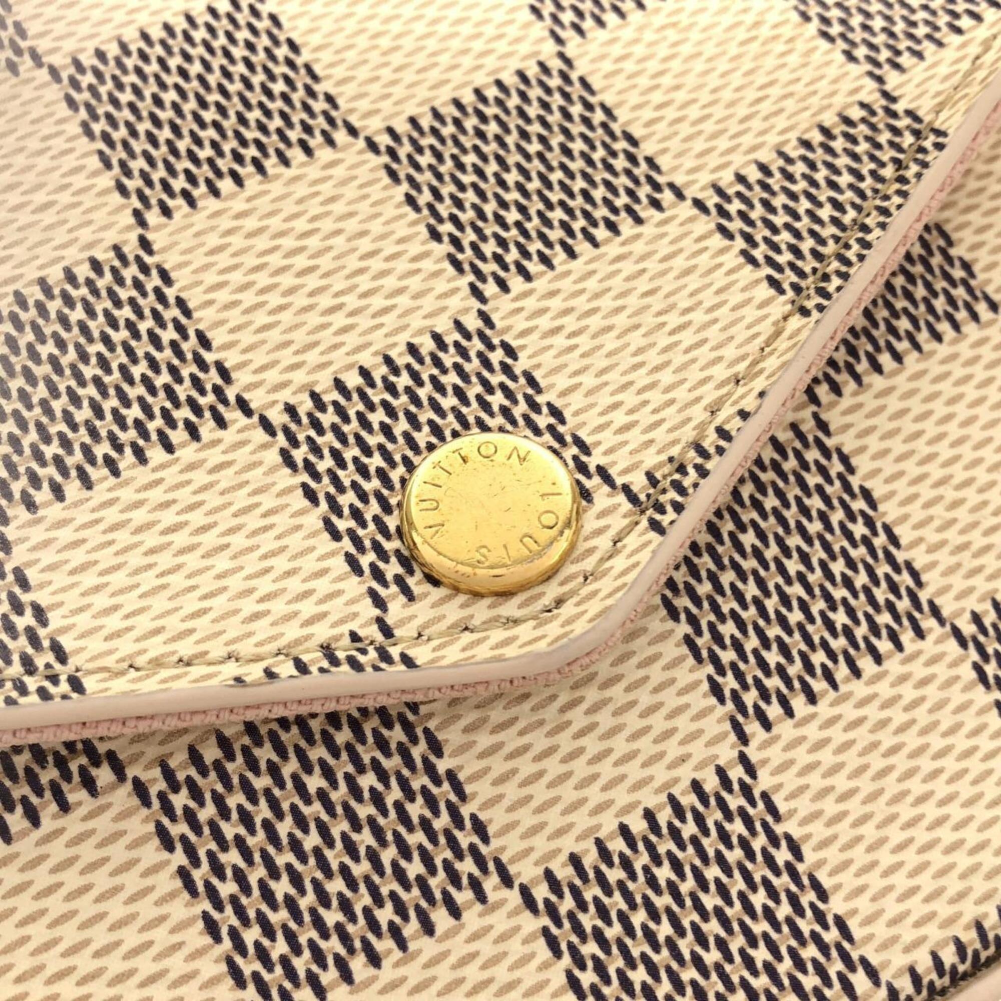 Louis Vuitton Azur White Coated Canvas Pochette Shoulder Bag (Pre-Owned)