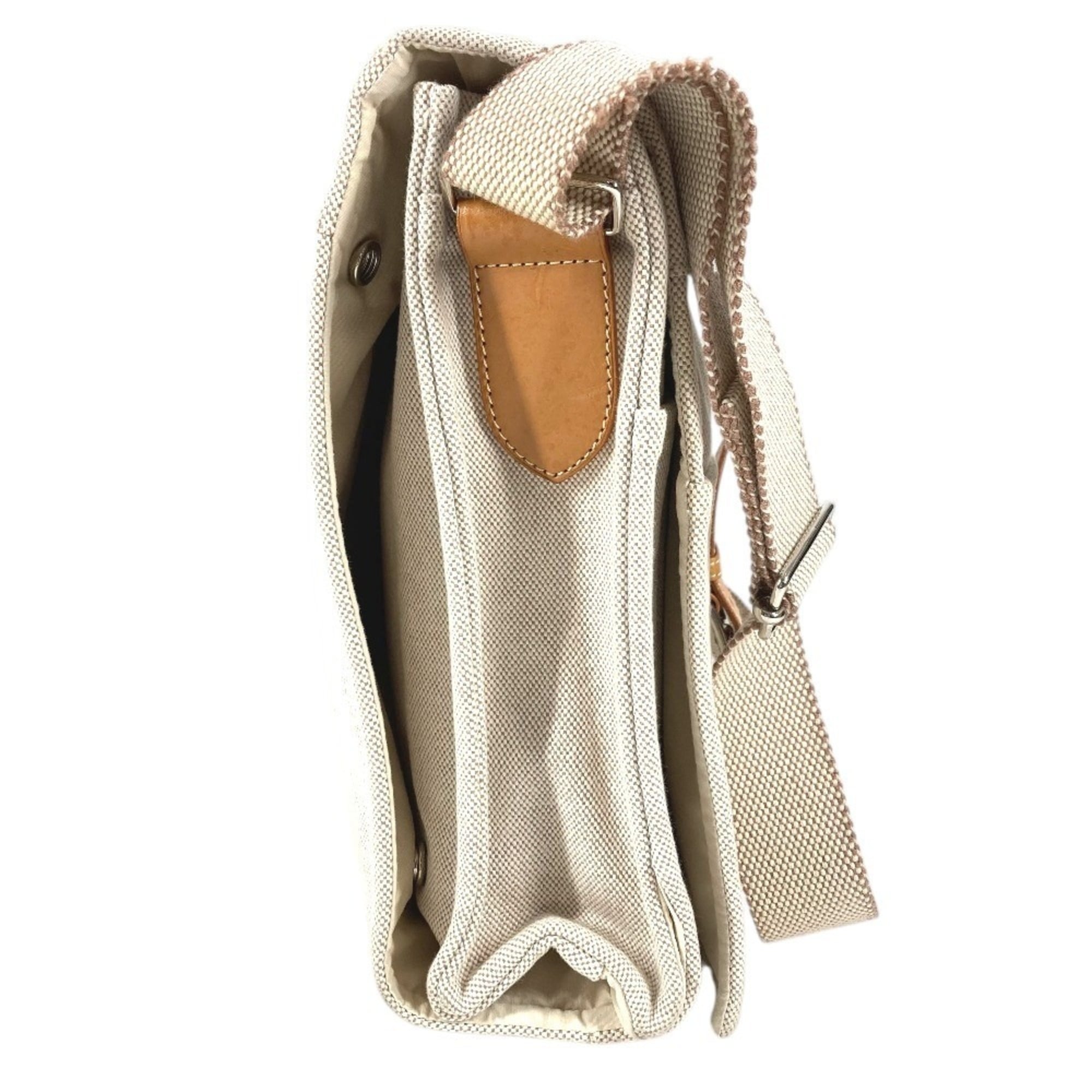 Hermes Beige Cotton Leather Shoulder Bag (Pre-Owned)