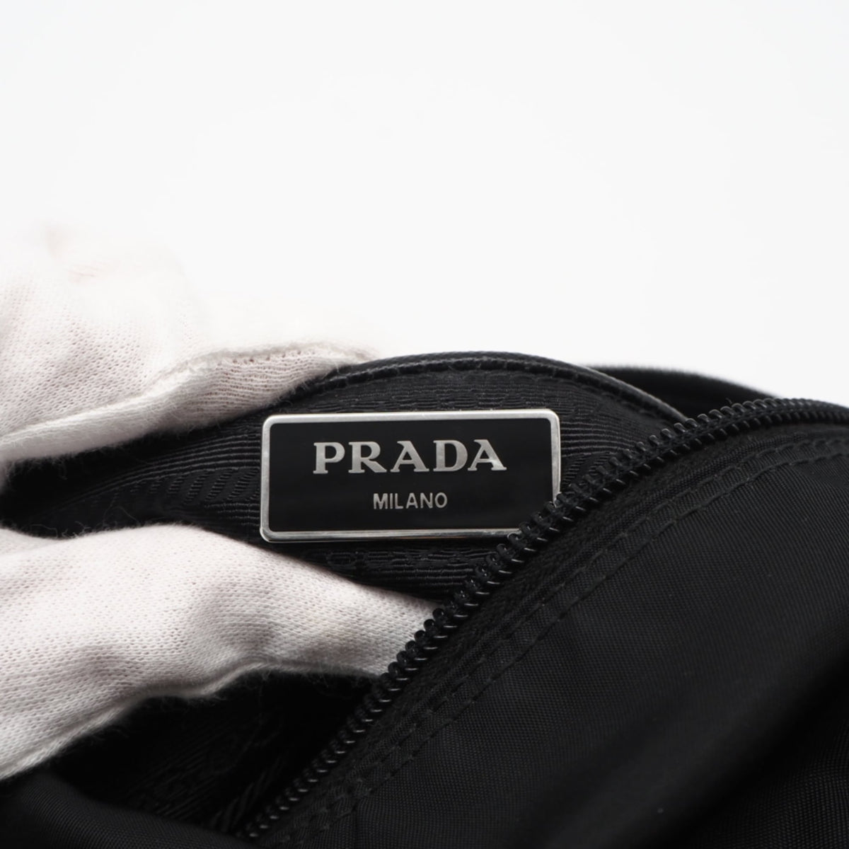 Prada Saffiano Black Nylon Leather Shoulder Bag (Pre-Owned)