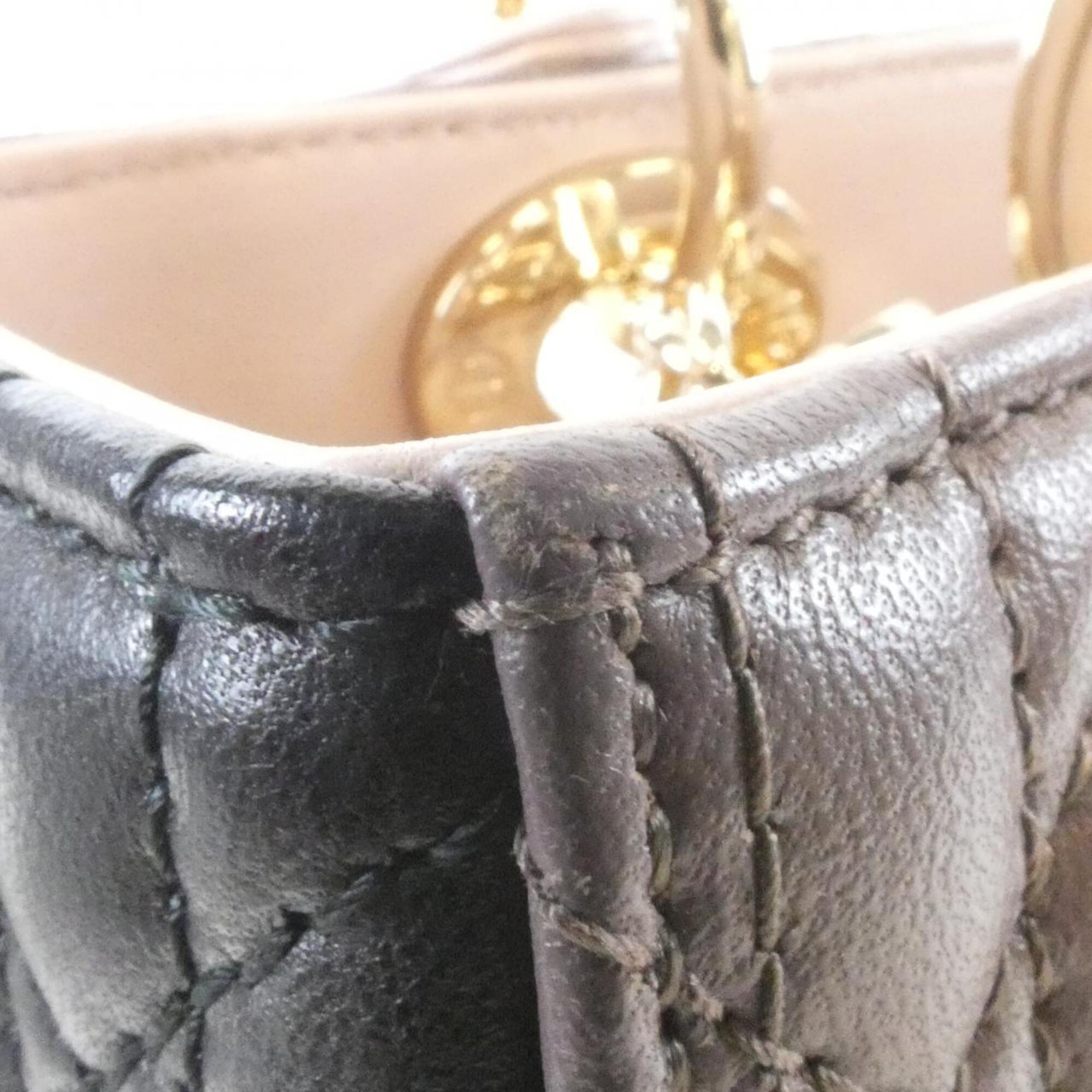 Christian Dior Gray Pink Leather Handbag (Pre-Owned)