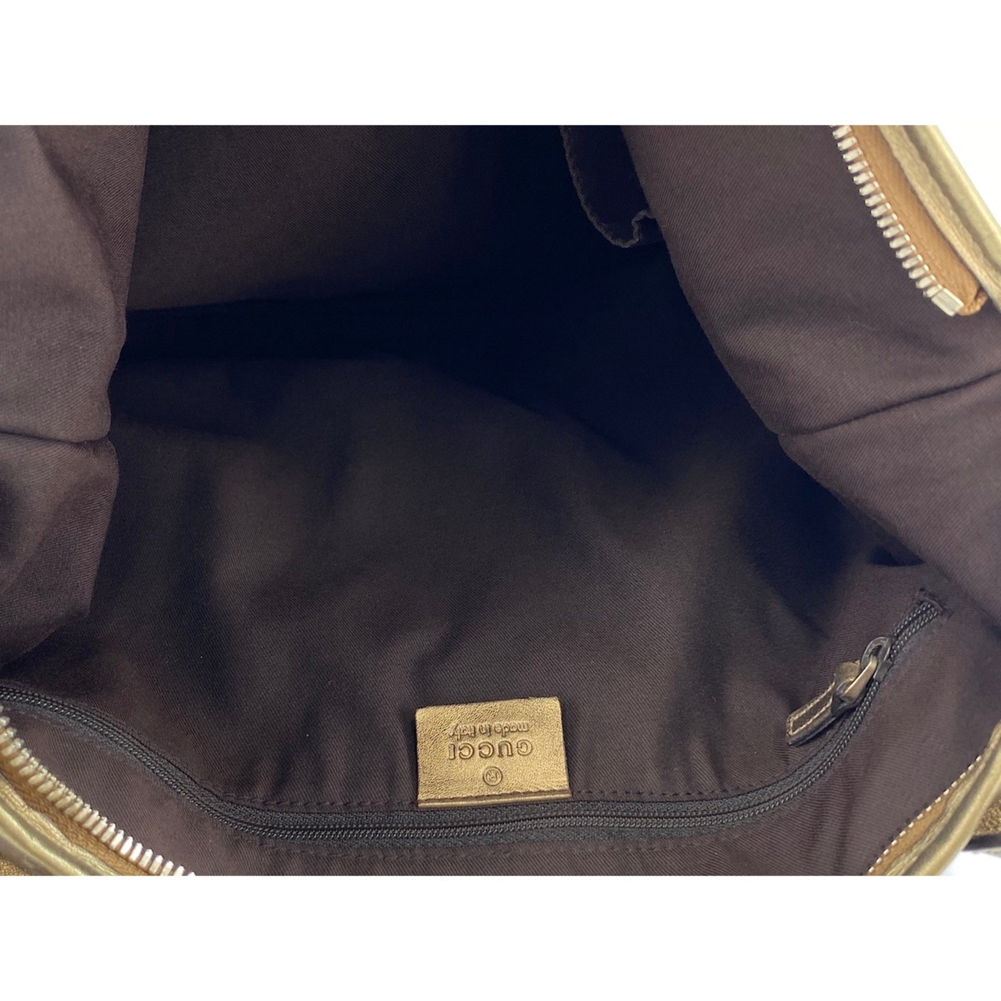 Gucci Brown Gold Nylon Tote Bag (Pre-Owned)