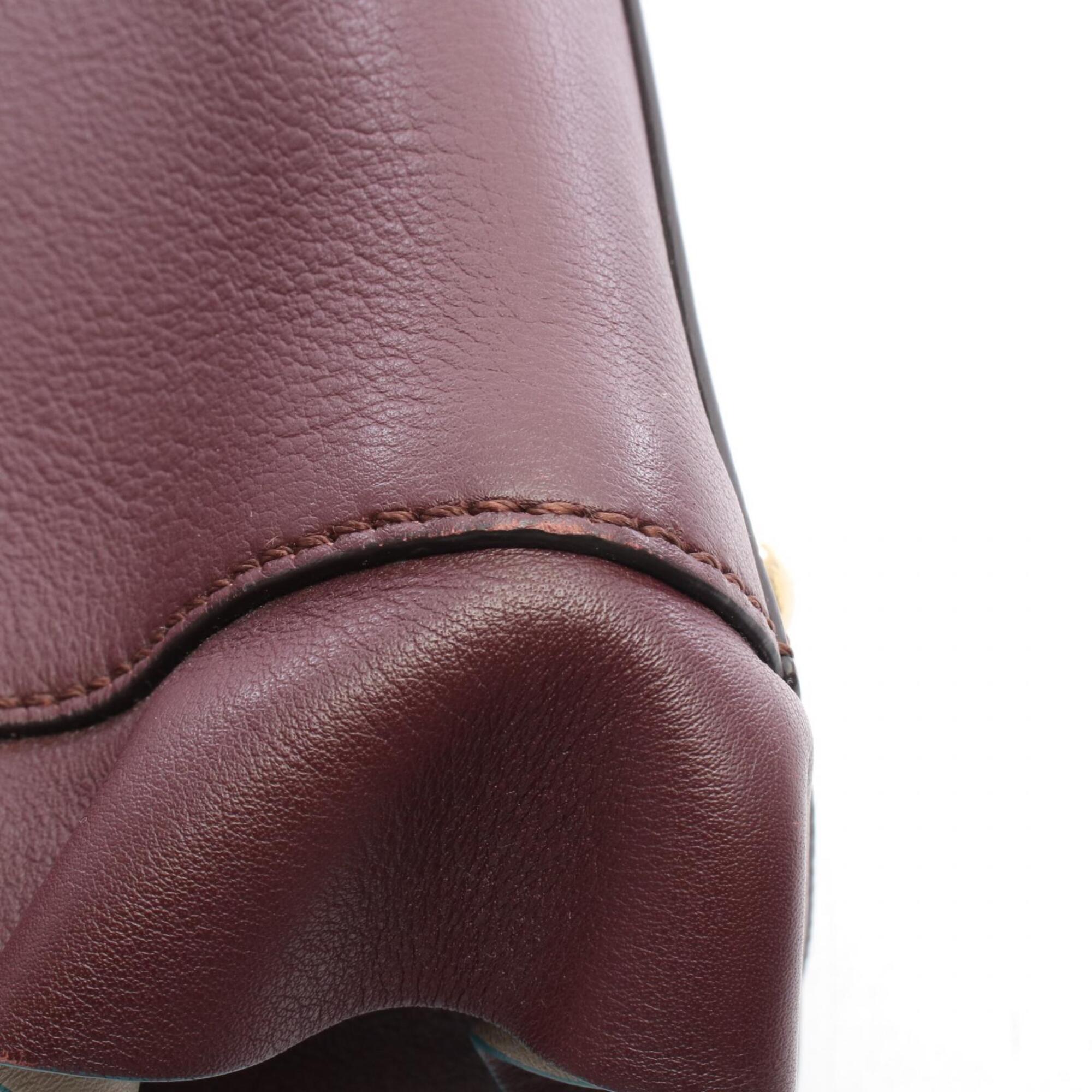 Fendi Bordeaux Leather Handbag (Pre-Owned)