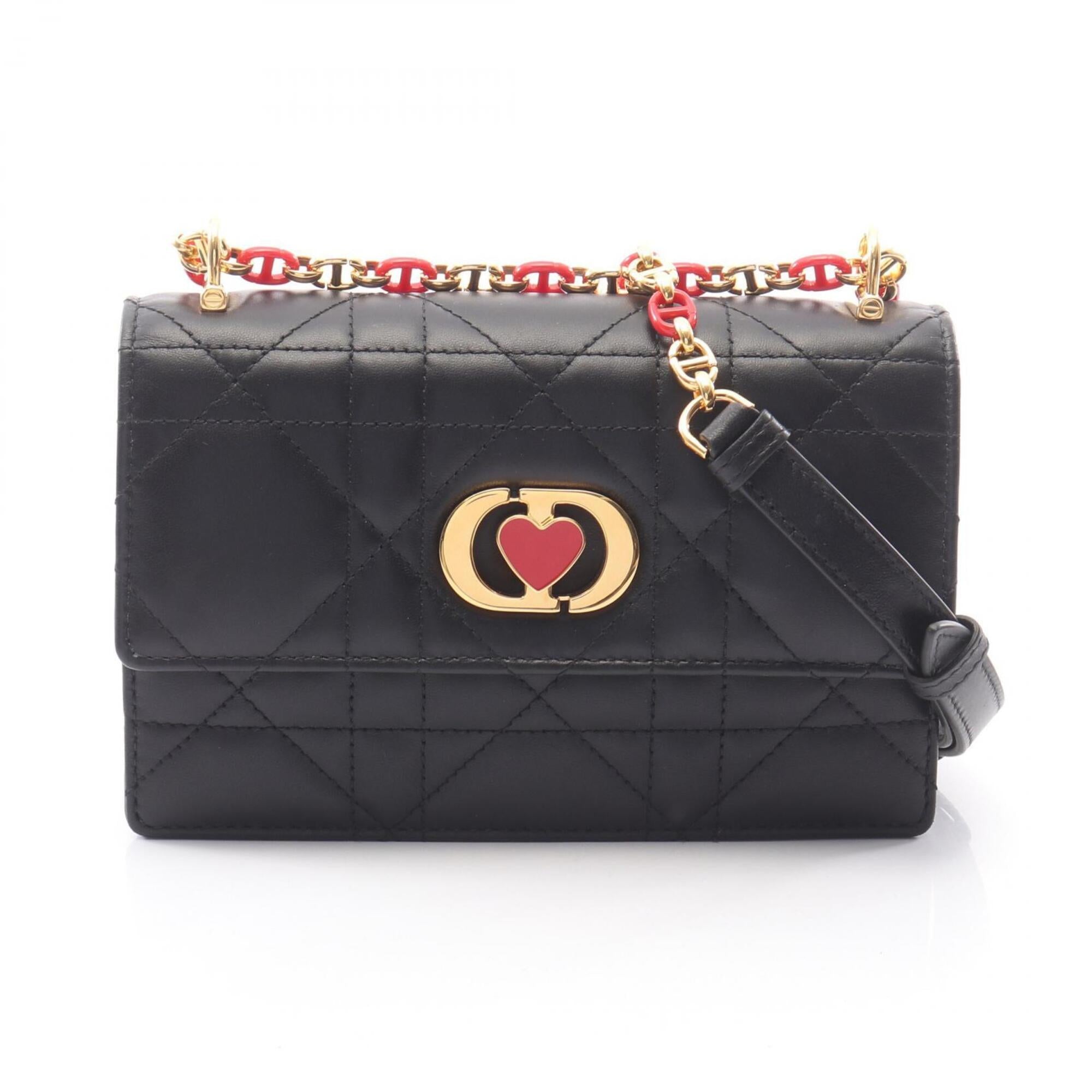 Christian Dior Black Leather Handbag Shoulder Bag (Pre-Owned)