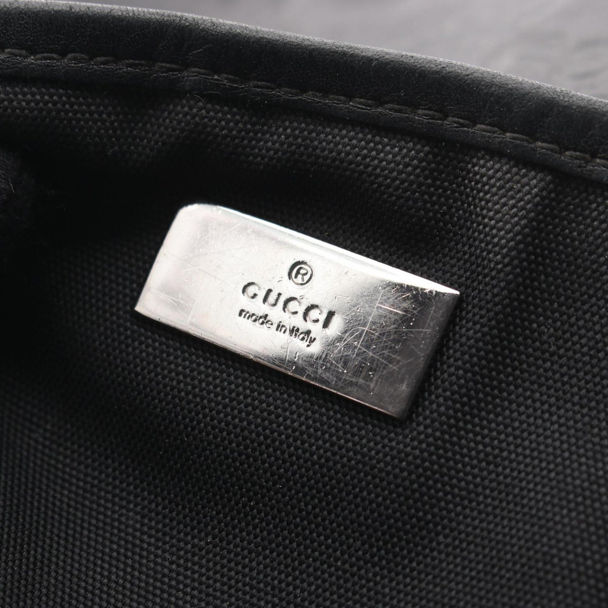 Gucci Black Canvas Leather Handbag Shoulder Bag (Pre-Owned)