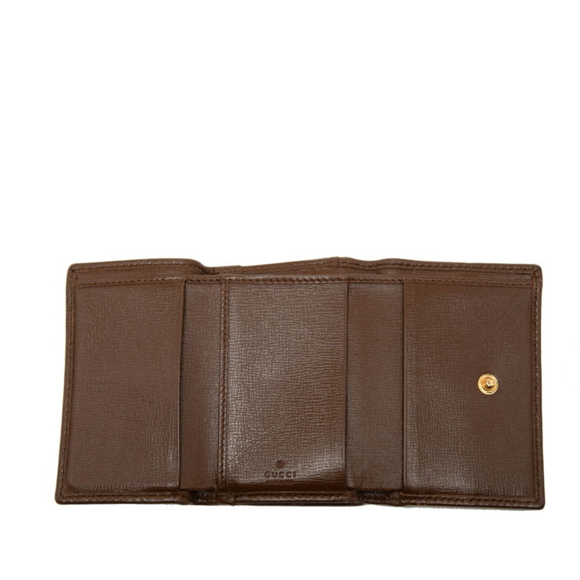 Gucci Gg Supreme Beige Brown Pvc Leather Wallet (Tri-Fold) (Pre-Owned)