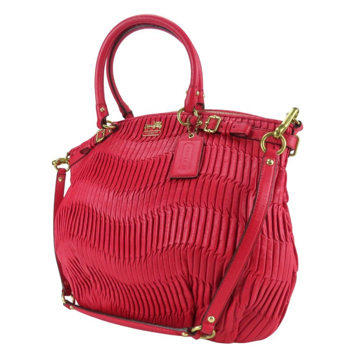 Coach Red Color Leather Handbag (Pre-Owned)