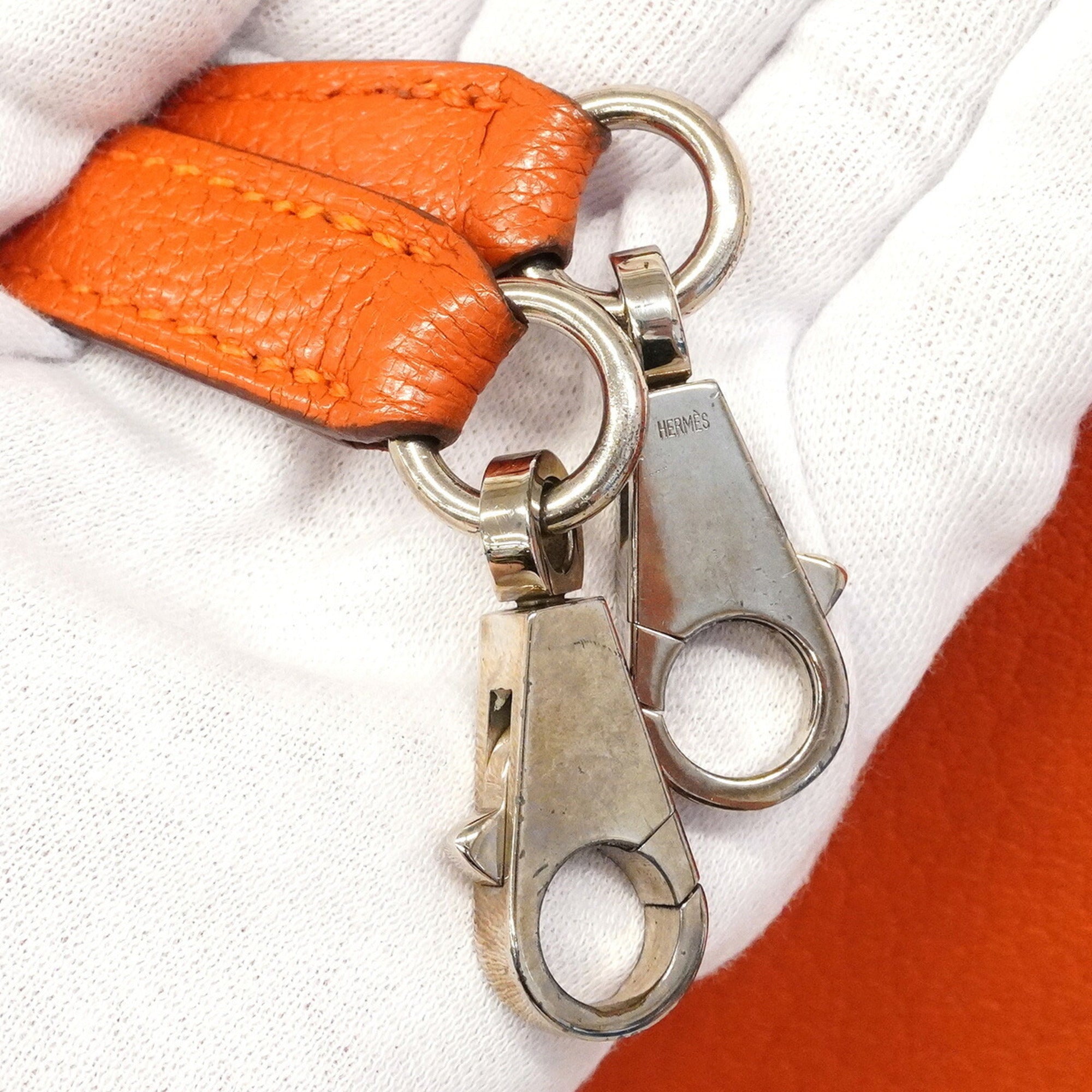 Hermes Orange Chevre Leather Handbag (Pre-Owned)