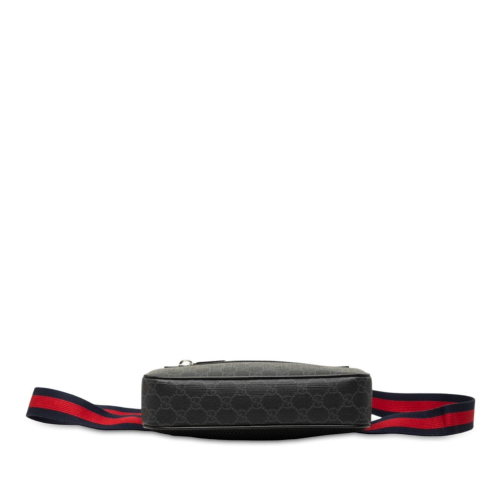 Gucci Gray Navy Red Color Leather Shoulder Bag Sling Bag (Pre-Owned)
