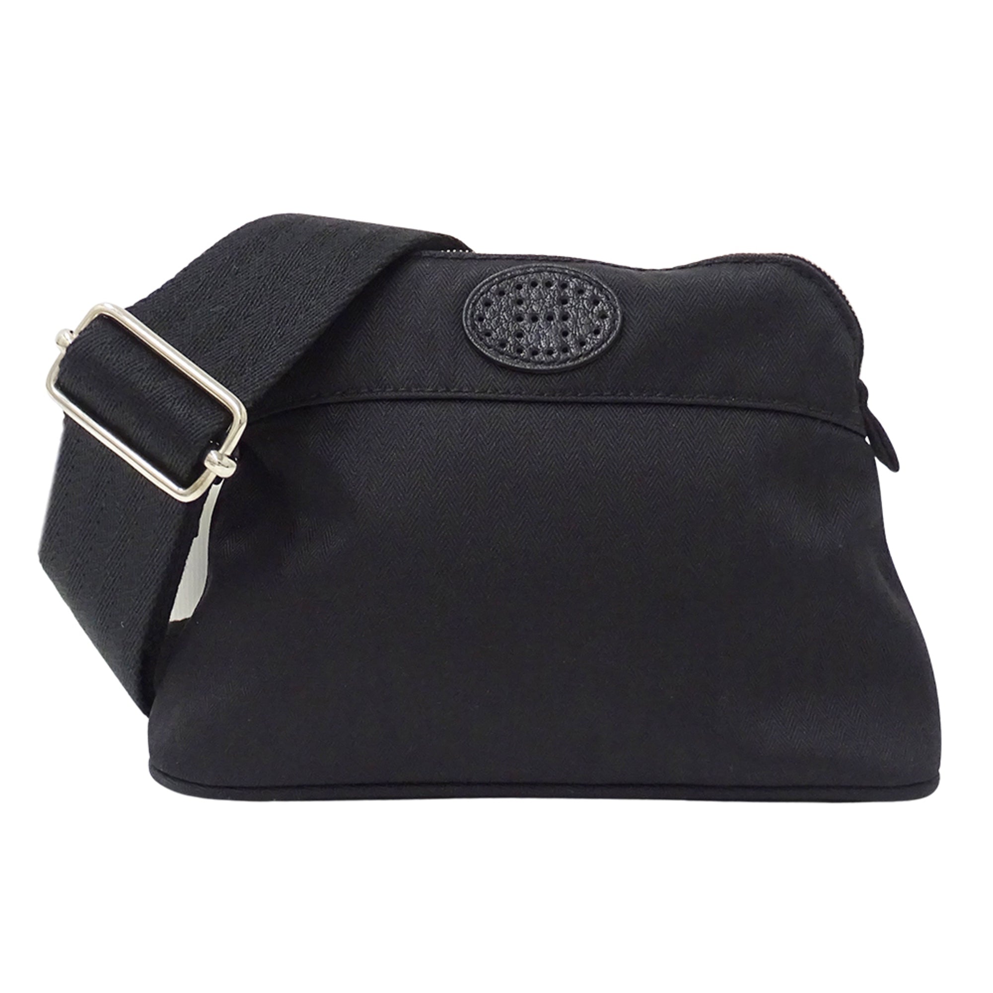 Hermes Black Toile Chevron Handbag Sling Bag (Pre-Owned)
