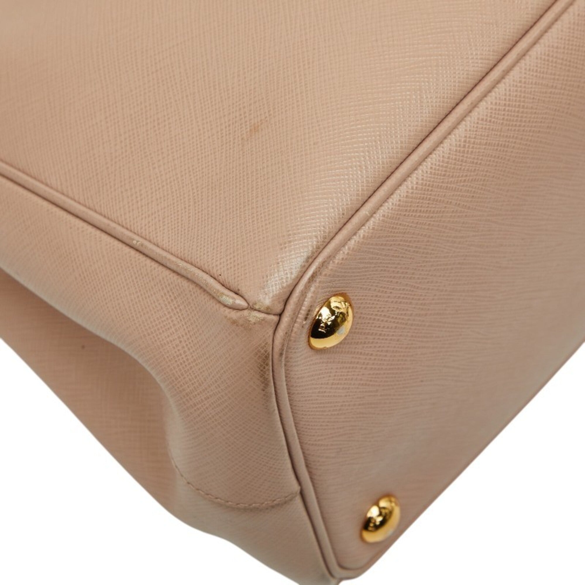 Prada Beige Saffiano Triangle Leather Handbag Shoulder Bag (Pre-Owned)