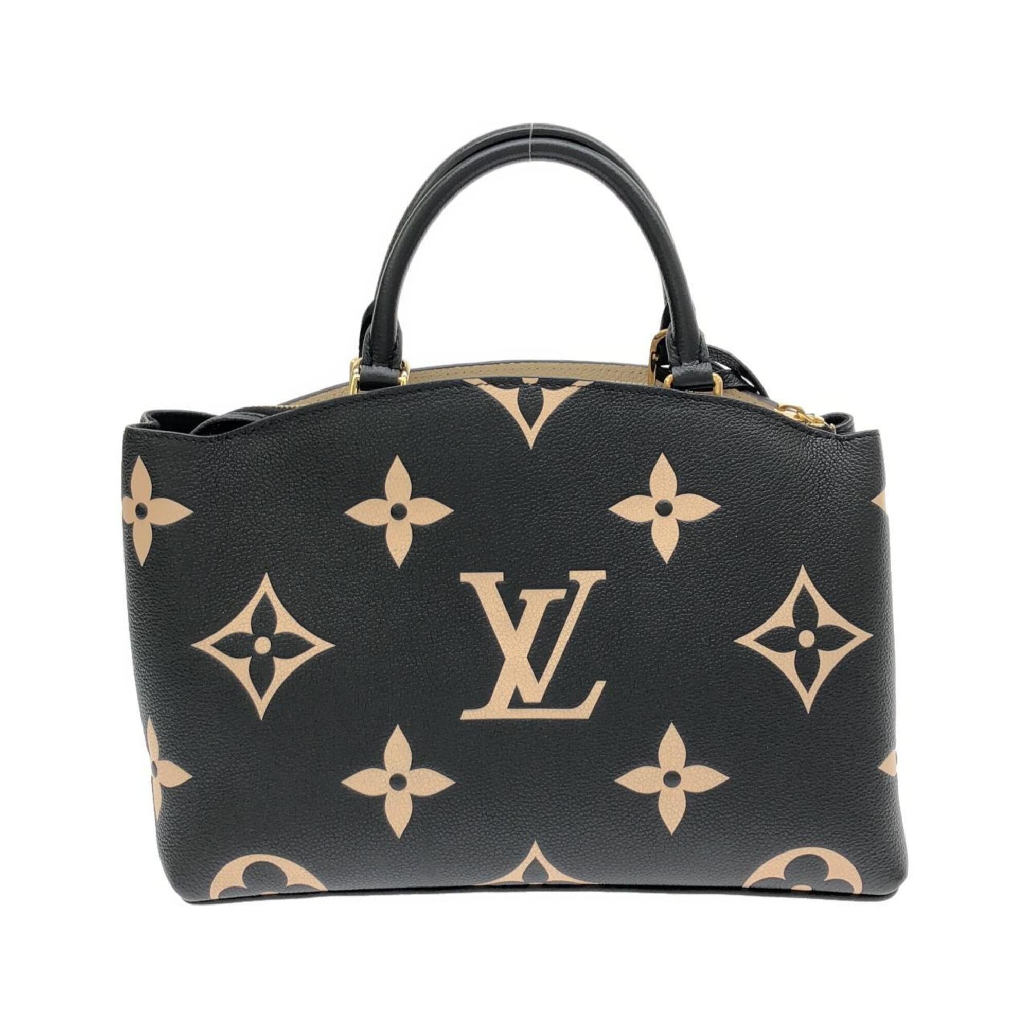 Louis Vuitton Beige Black Leather Handbag (Pre-Owned)