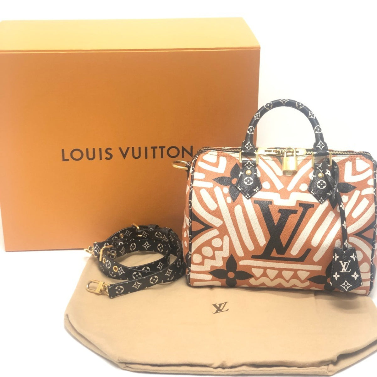 Louis Vuitton Brown White Leather Pvc Boston Bag (Pre-Owned)