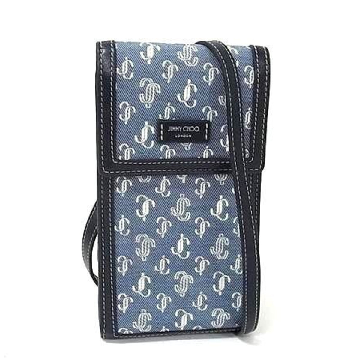 Jimmy Choo Blue Navy Leather Denim Pochette Shoulder Bag (Pre-Owned)