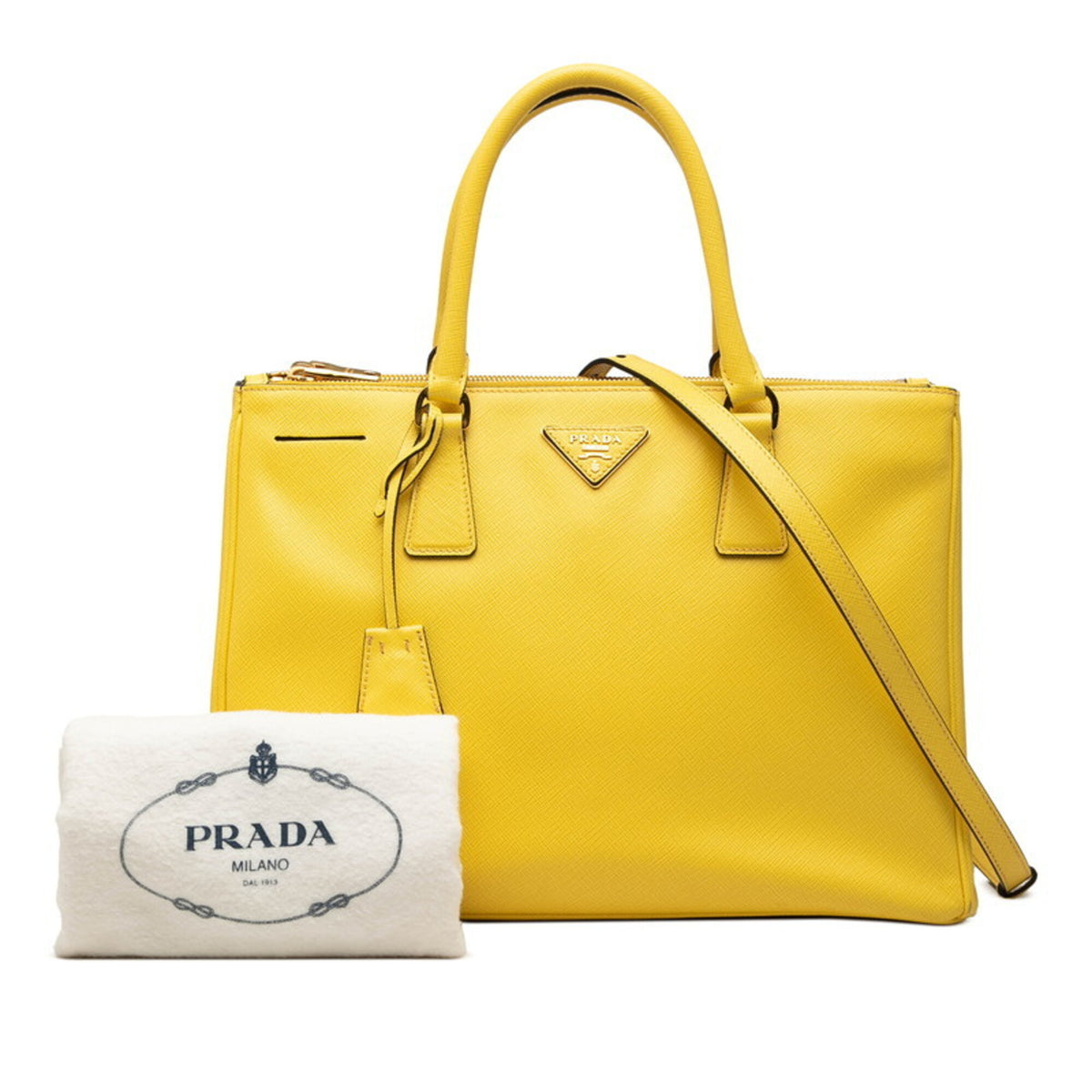 Prada Yellow Leather Handbag Shoulder Bag (Pre-Owned)