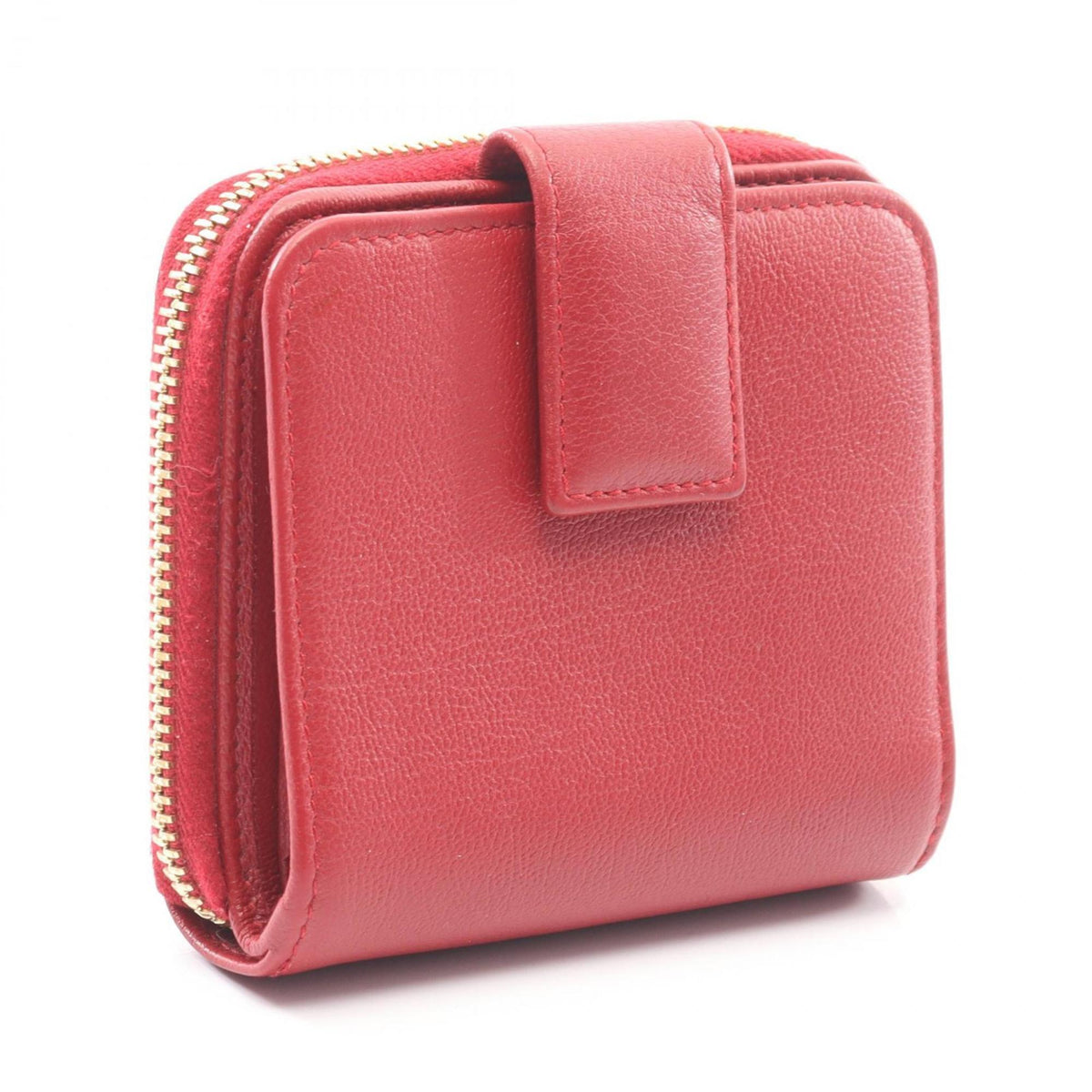 Yves Saint Laurent Red Color Leather Wallet (Bi-Fold) (Pre-Owned)