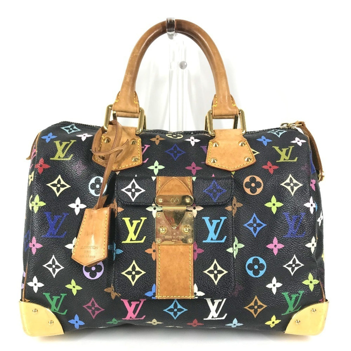 Louis Vuitton Black Noir Monogram Multicolore Canvas Boston Bag Handbag (Pre-Owned)