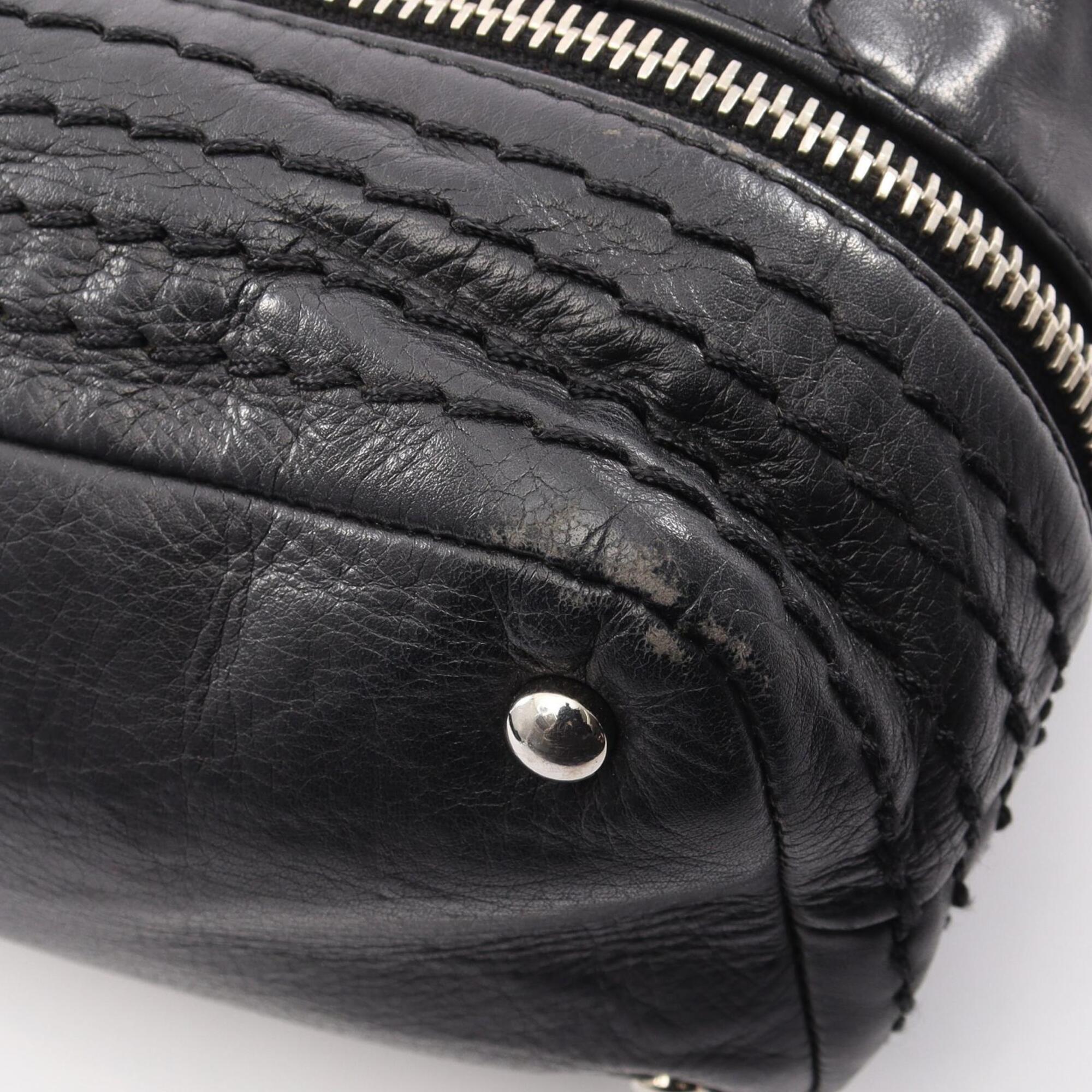 Chanel Black Leather Handbag Shoulder Bag (Pre-Owned)