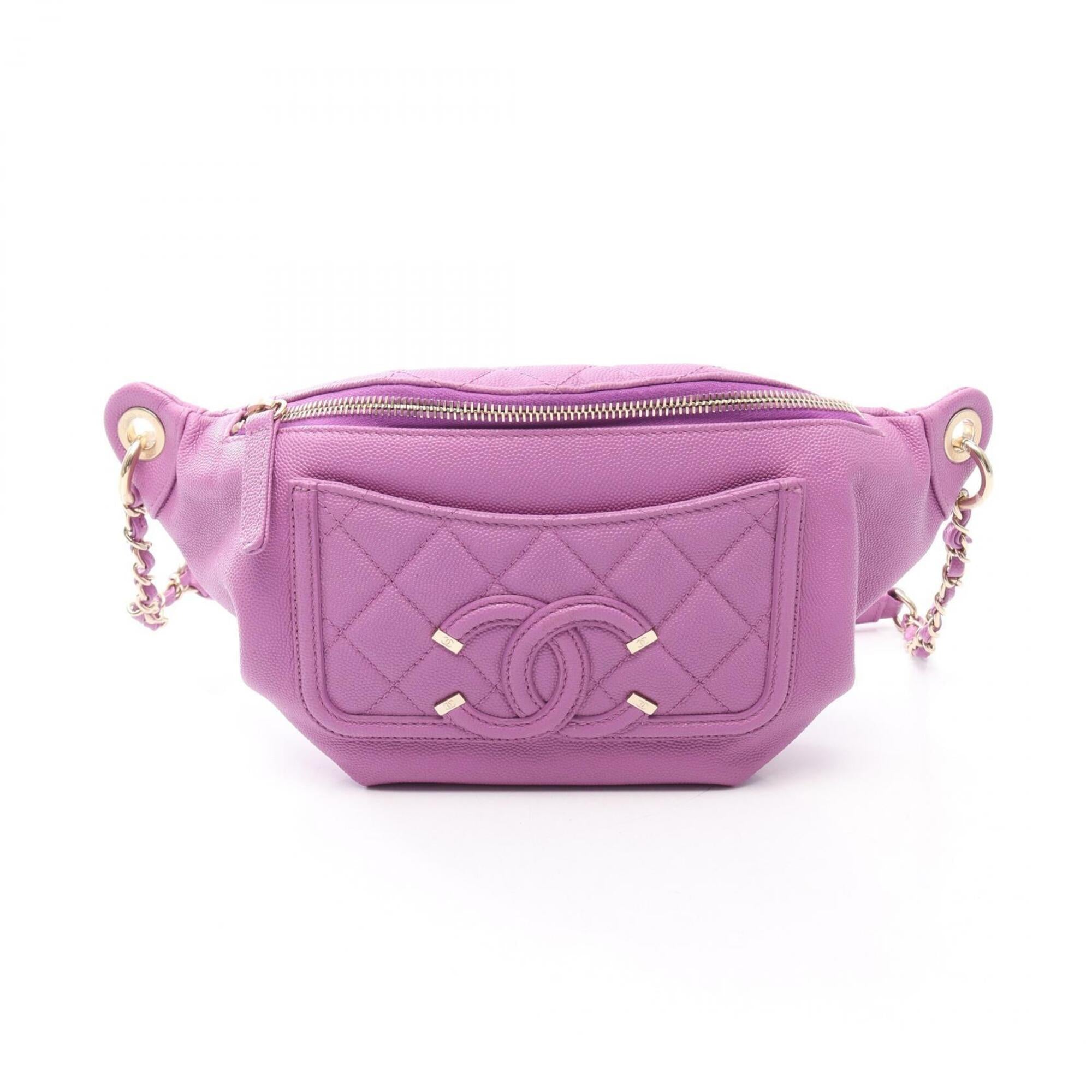 Chanel Purple Grained Calfskin Fanny Pack Handbag (Pre-Owned)