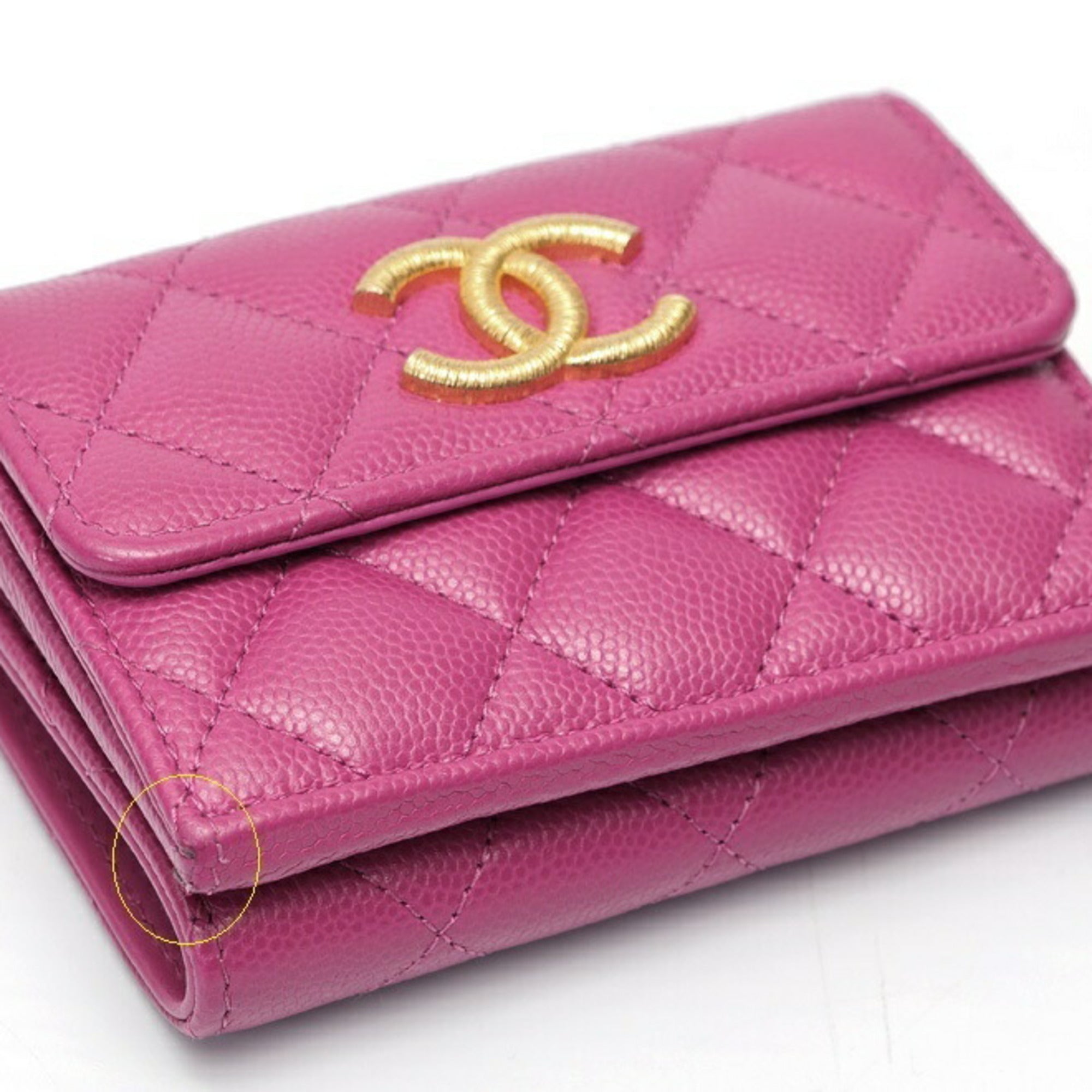 Chanel Purple Grained Calfskin Wallet (Tri-Fold) (Pre-Owned)