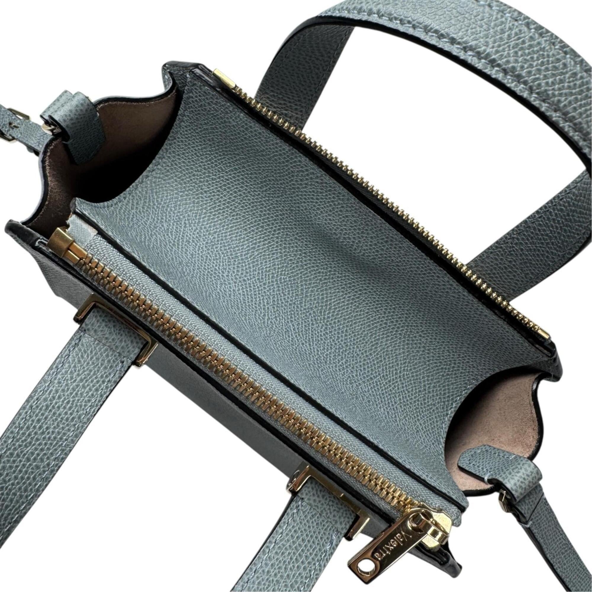 Valextra Beige Black Gray Leather Shoulder Bag Tote Bag (Pre-Owned)