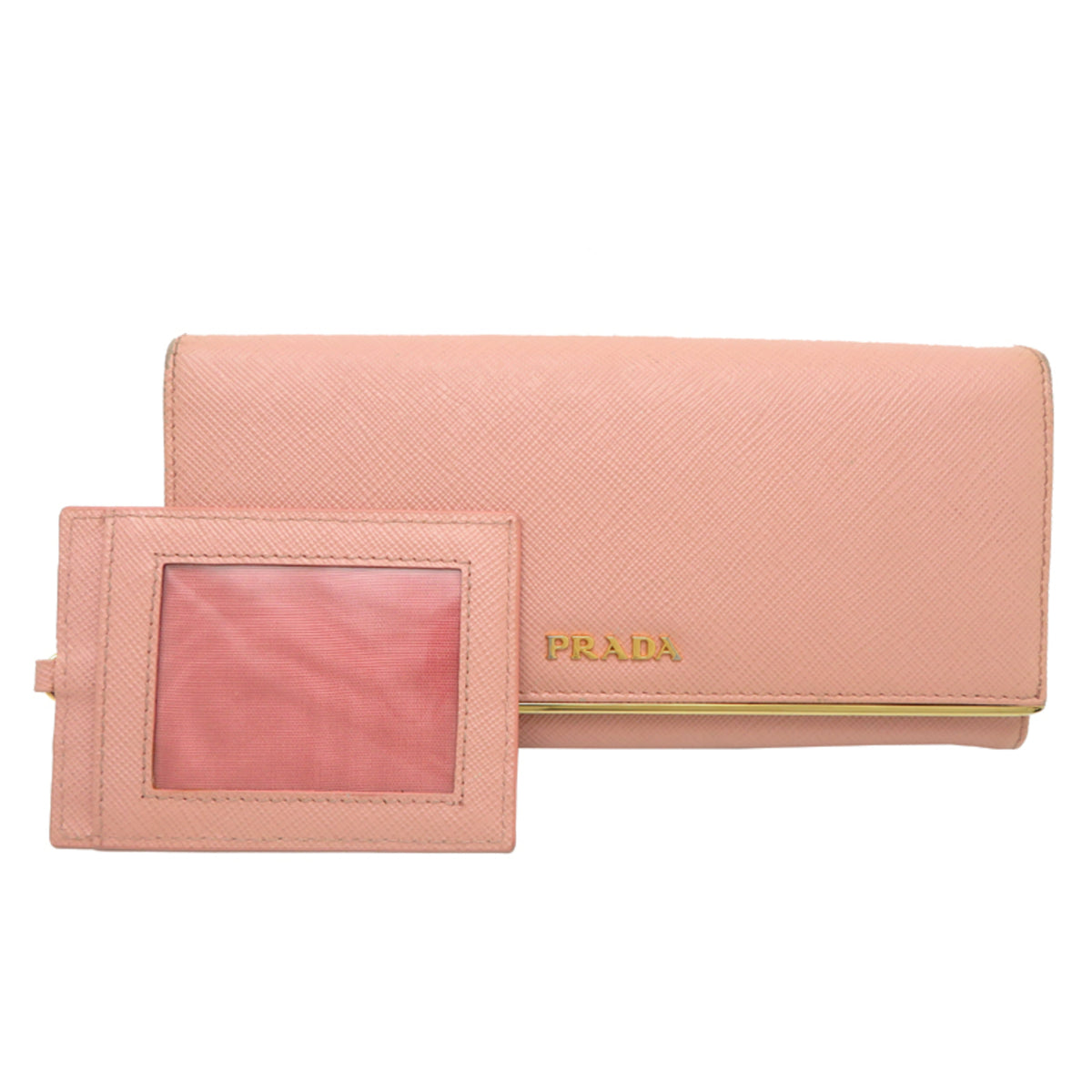 Prada Pink Leather Long Wallet (Bi-Fold) (Pre-Owned)