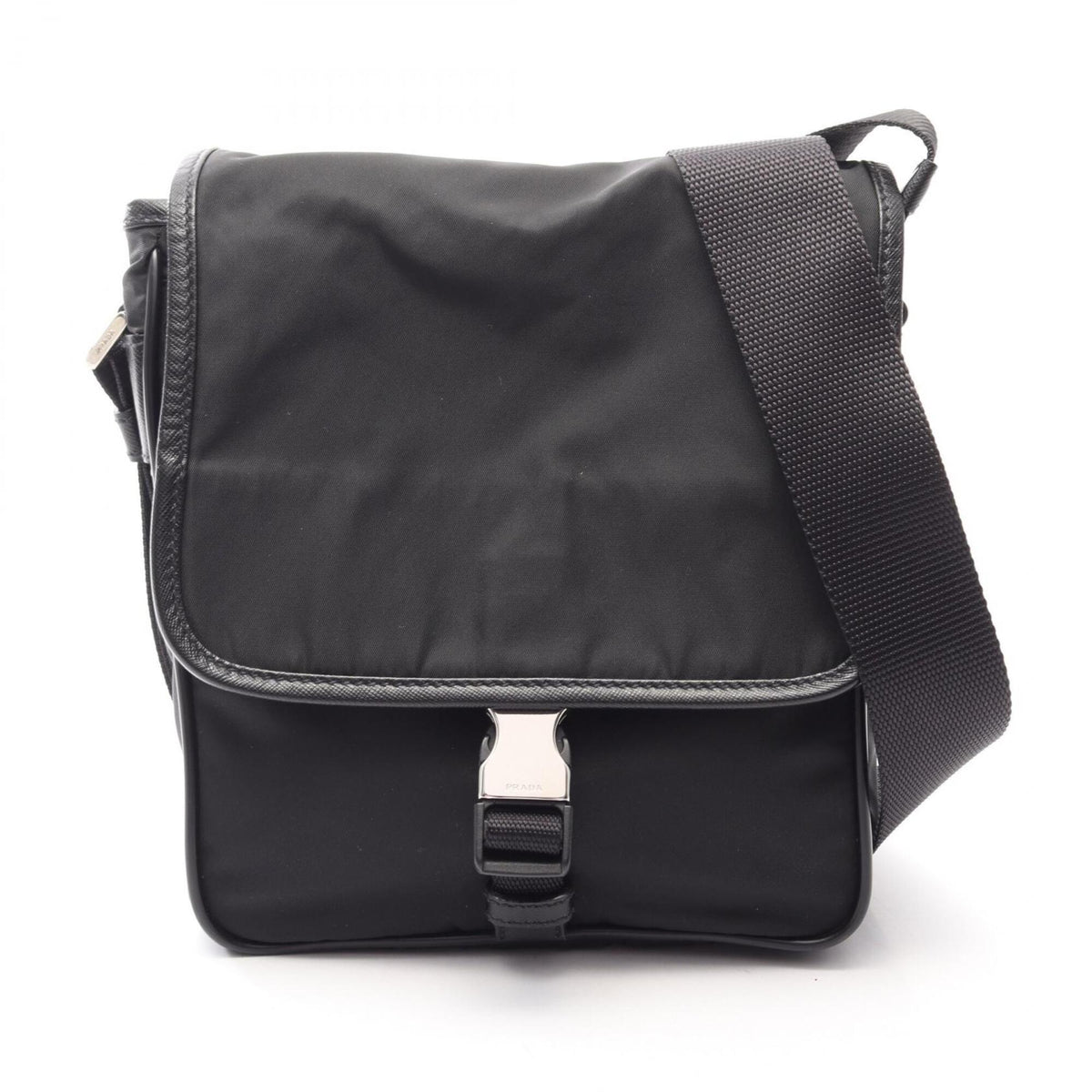 Prada Black Nylon Saffiano Triangle Handbag Shoulder Bag (Pre-Owned)